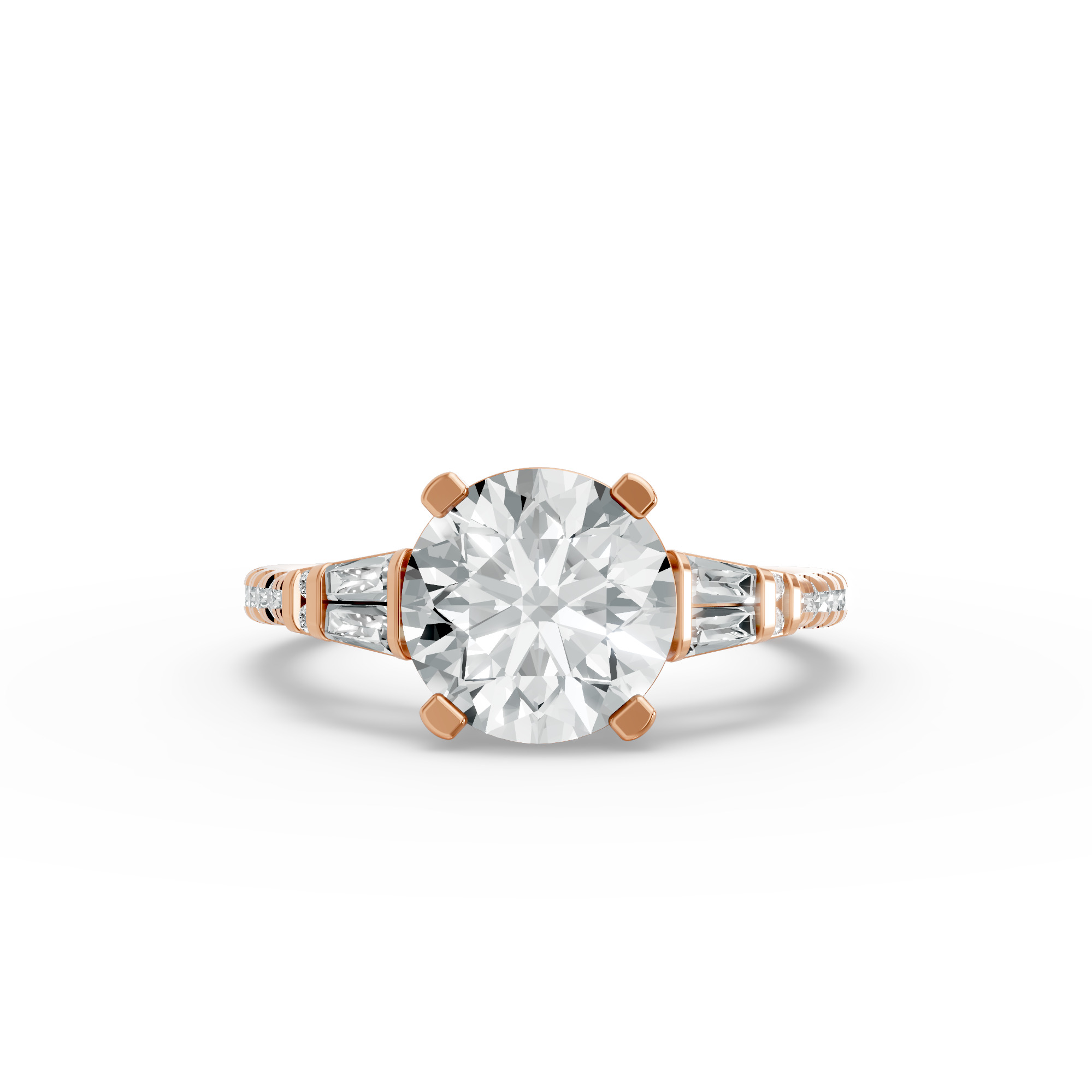 Round Shape Diamond Fancy Engagement Ring in Gold