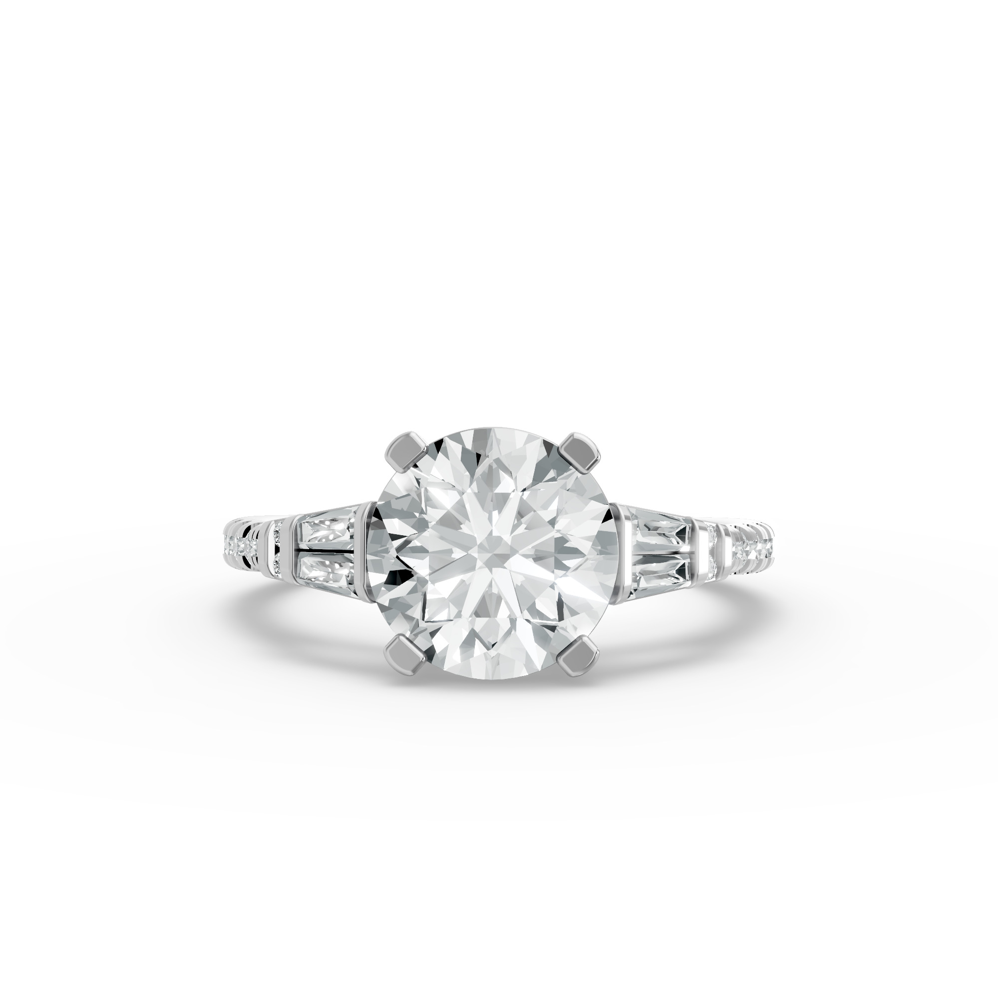 Round Shape Diamond Fancy Engagement Ring in Gold