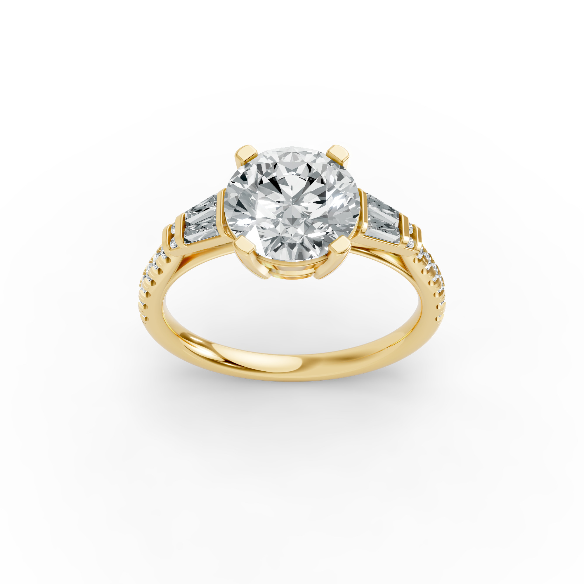 Round Shape Diamond Fancy Engagement Ring in Gold