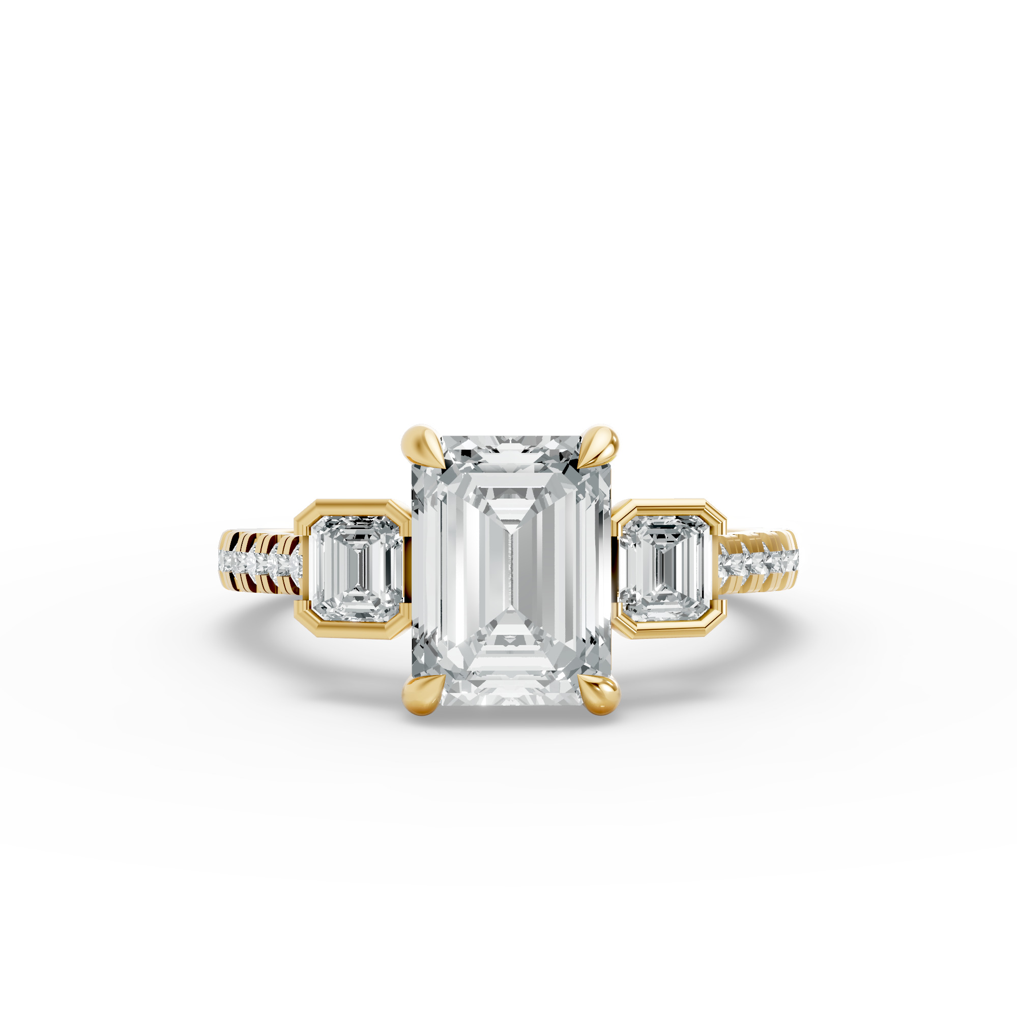 Emerald Shape Diamond Fancy Engagement Ring in Gold