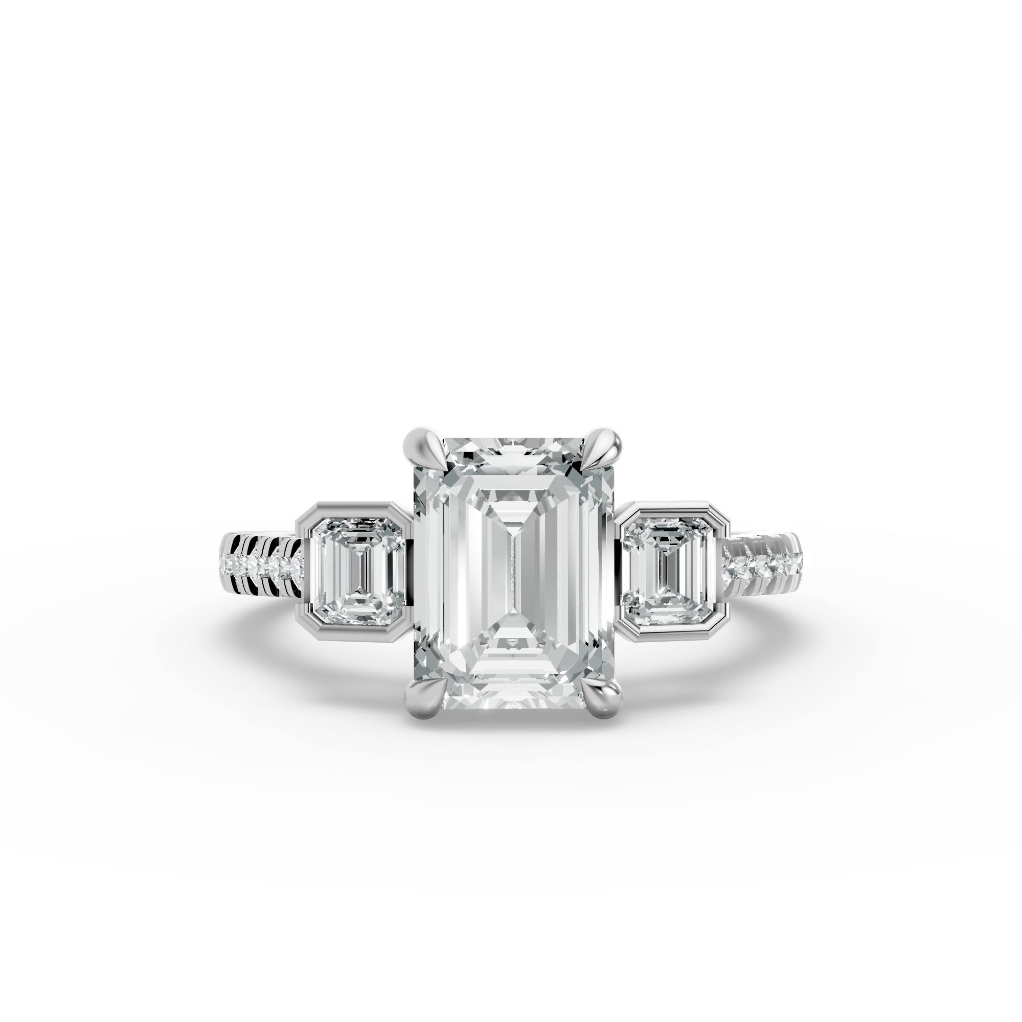 Emerald Shape Diamond Fancy Engagement Ring in Gold