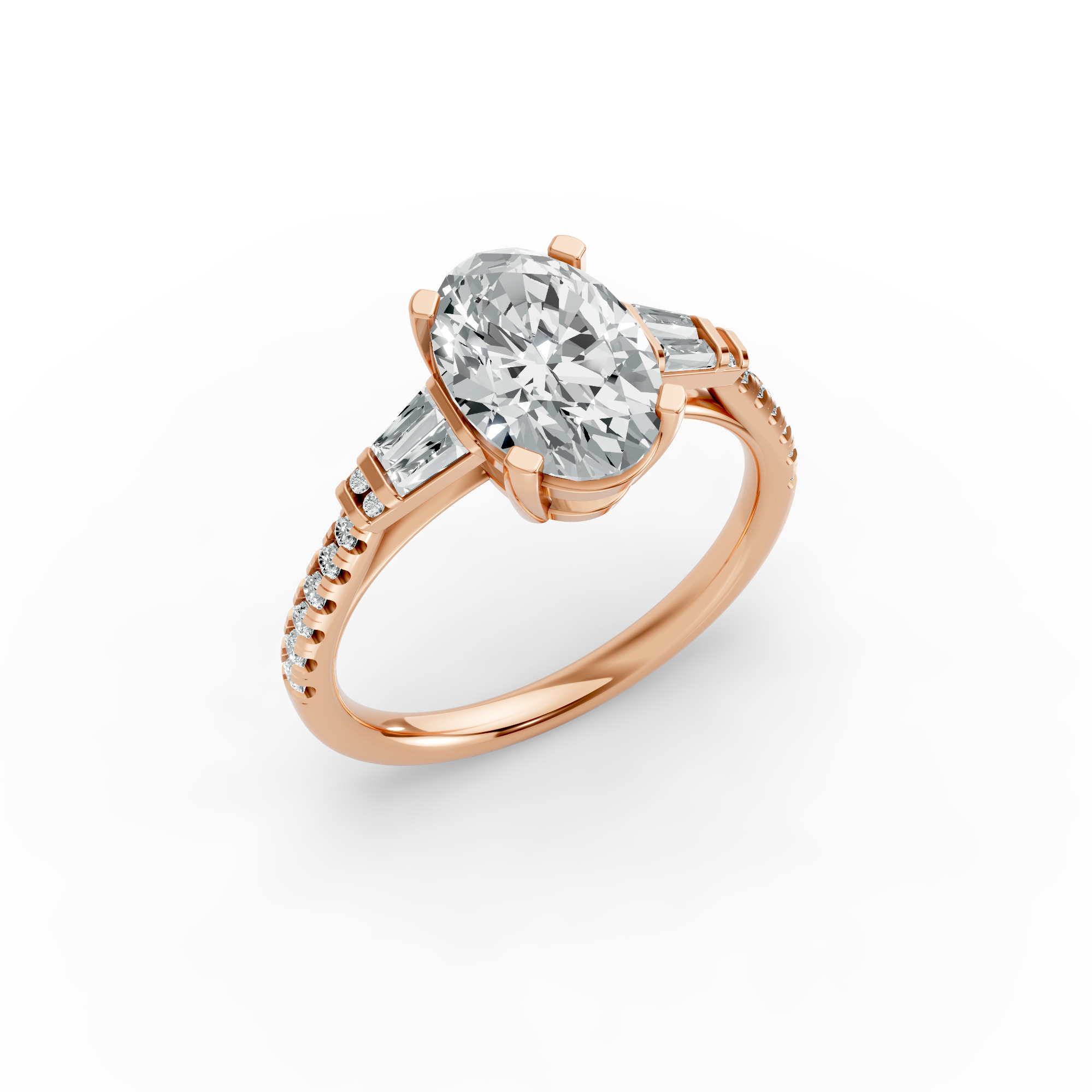 Oval Shape Diamond Fancy Engagement Ring in Gold