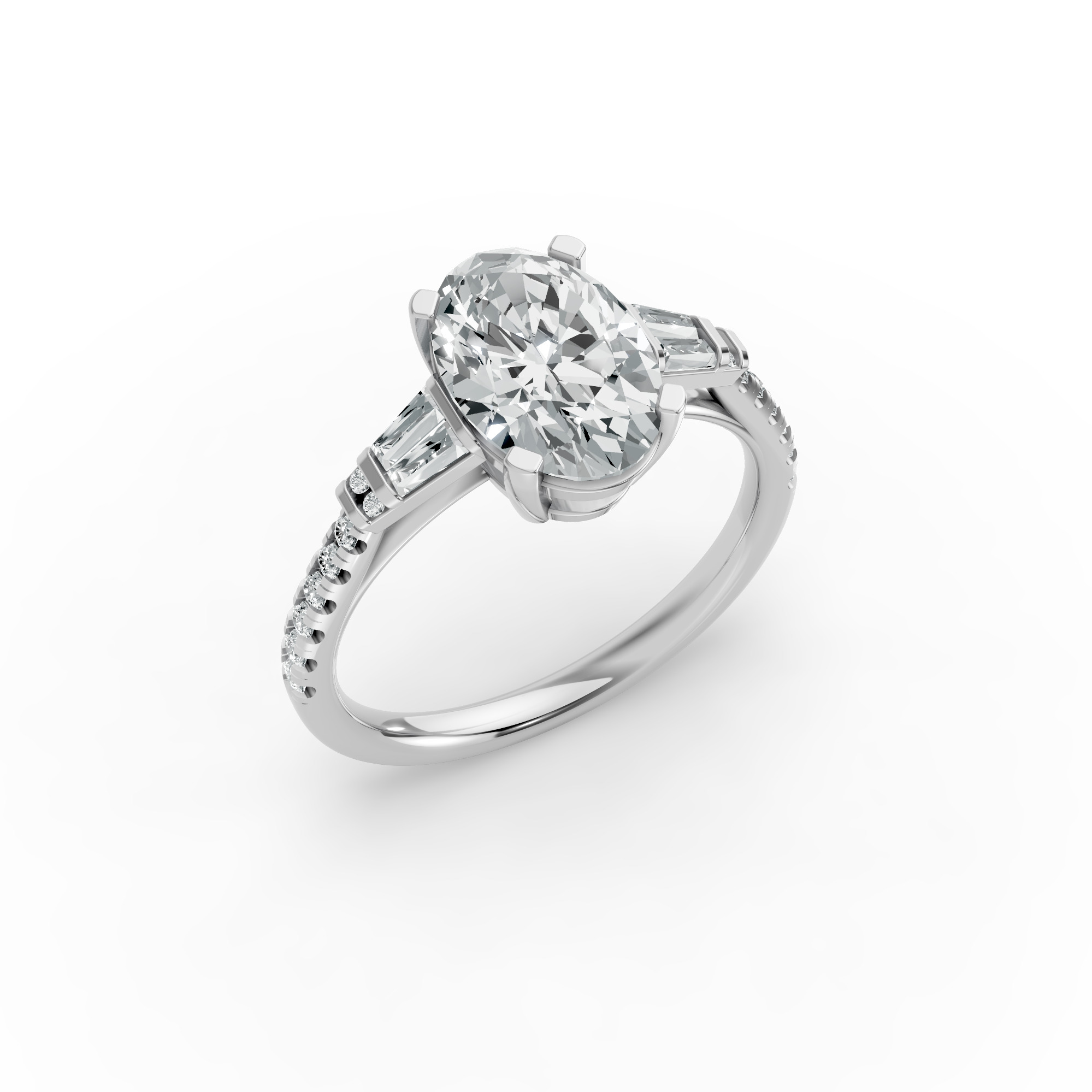 Oval Shape Diamond Fancy Engagement Ring in Gold