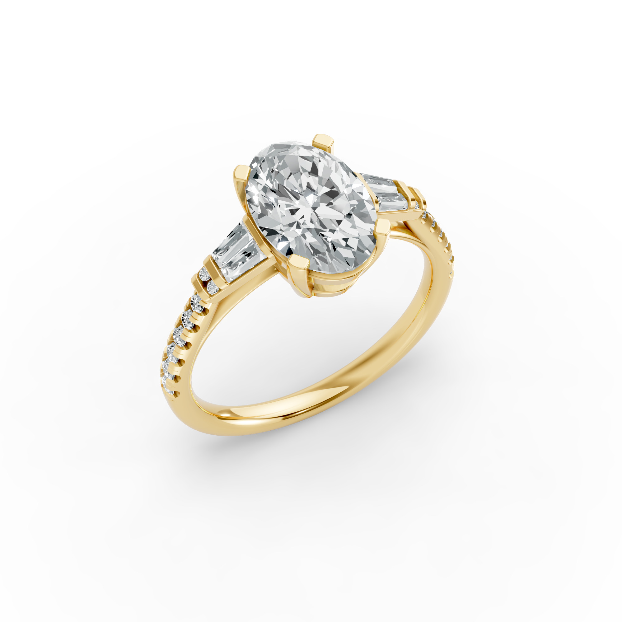 Oval Shape Diamond Fancy Engagement Ring in Gold