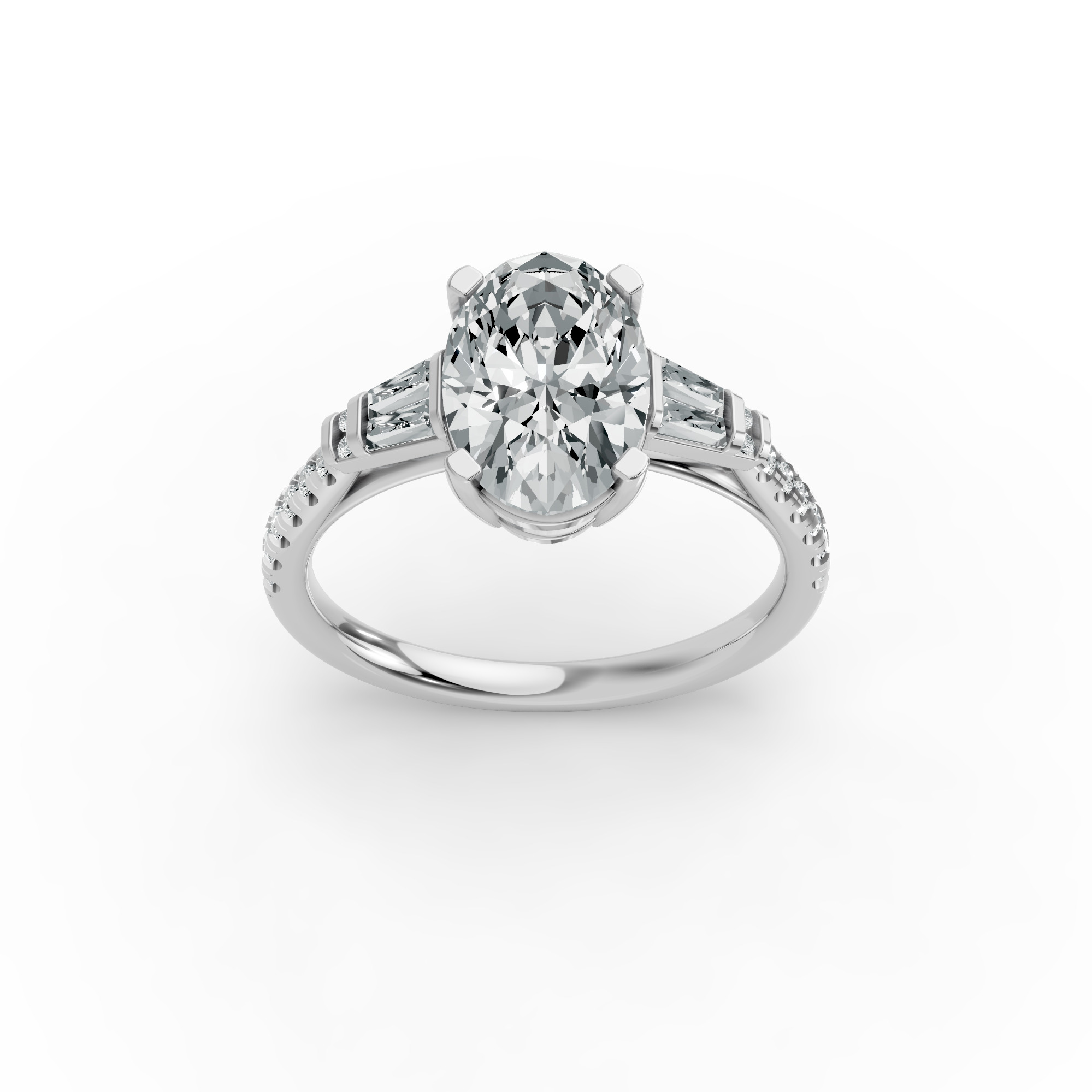 Oval Shape Diamond Fancy Engagement Ring in Gold