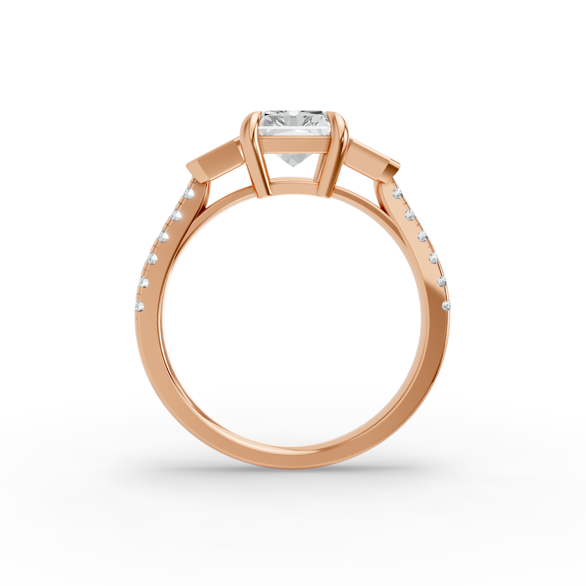 Radiant Shape Diamond Fancy Engagement Ring in Gold
