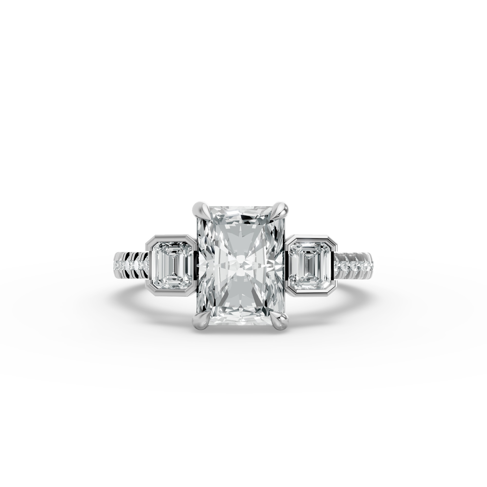 Radiant Shape Diamond Fancy Engagement Ring in Gold