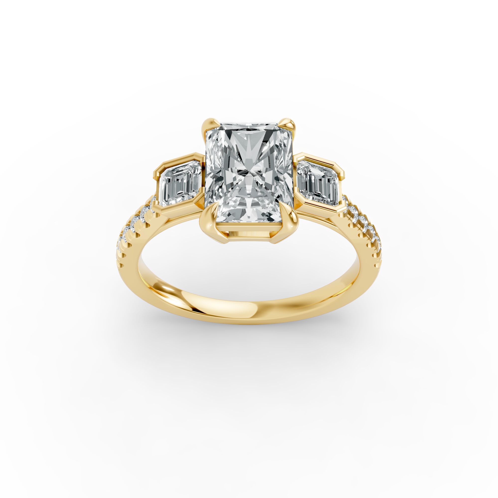Radiant Shape Diamond Fancy Engagement Ring in Gold