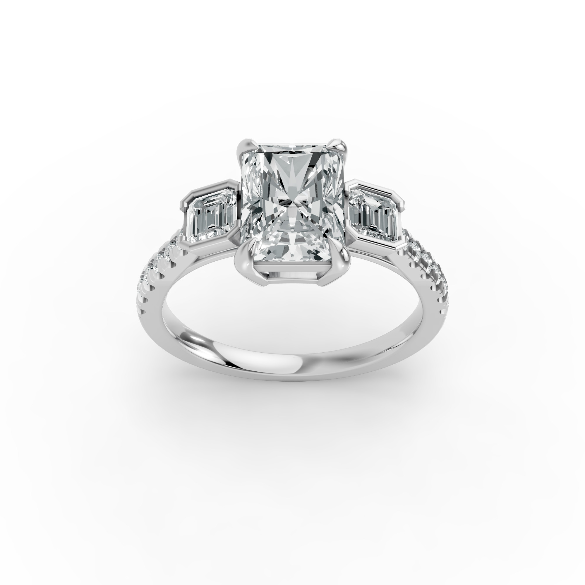 Radiant Shape Diamond Fancy Engagement Ring in Gold