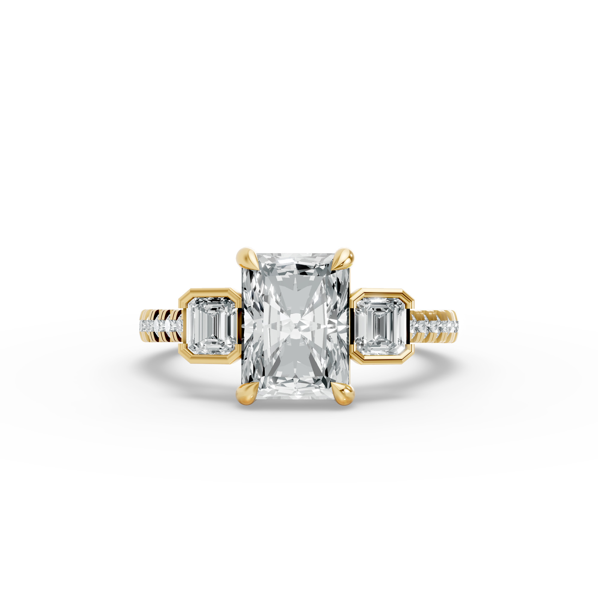 Radiant Shape Diamond Fancy Engagement Ring in Gold