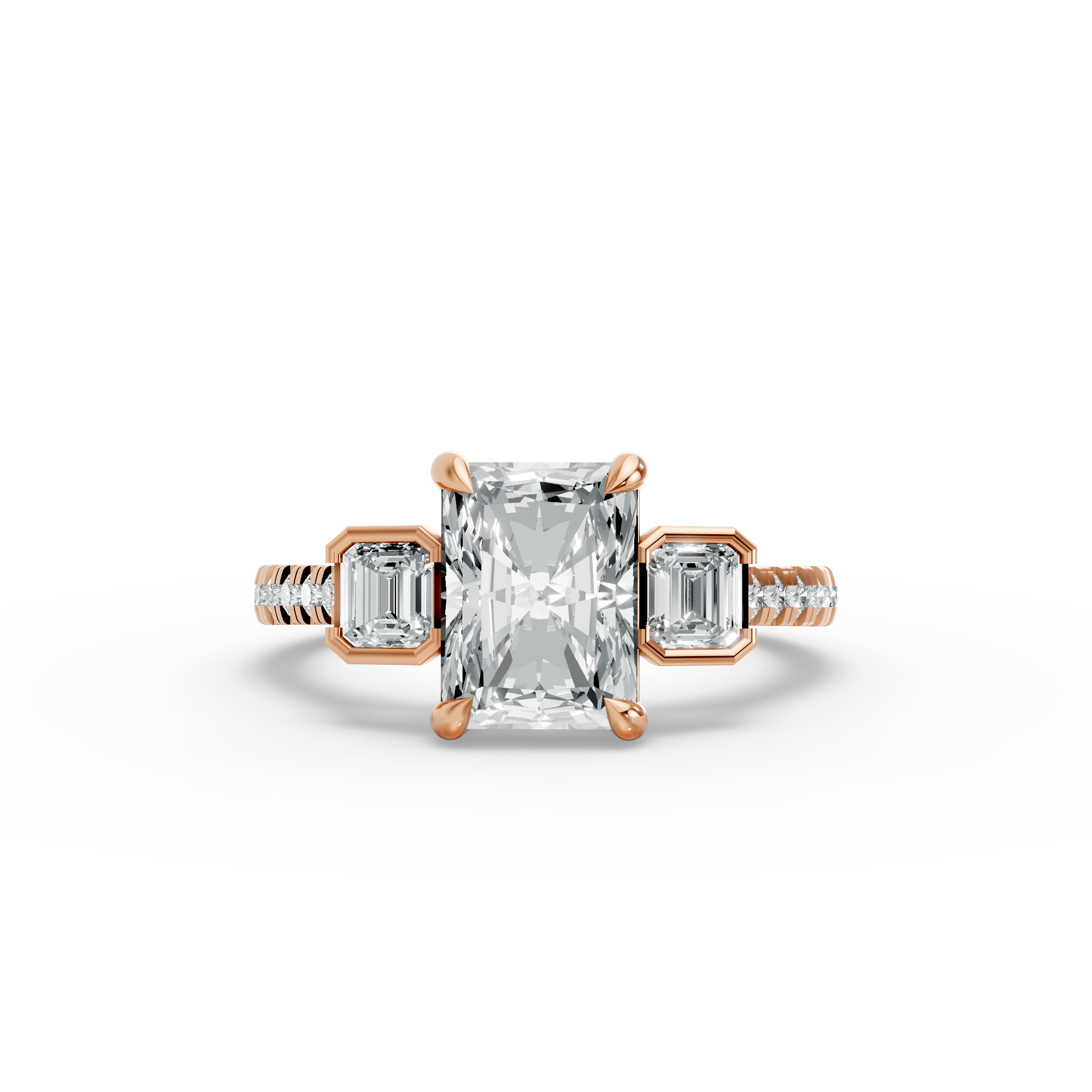 Radiant Shape Diamond Fancy Engagement Ring in Gold
