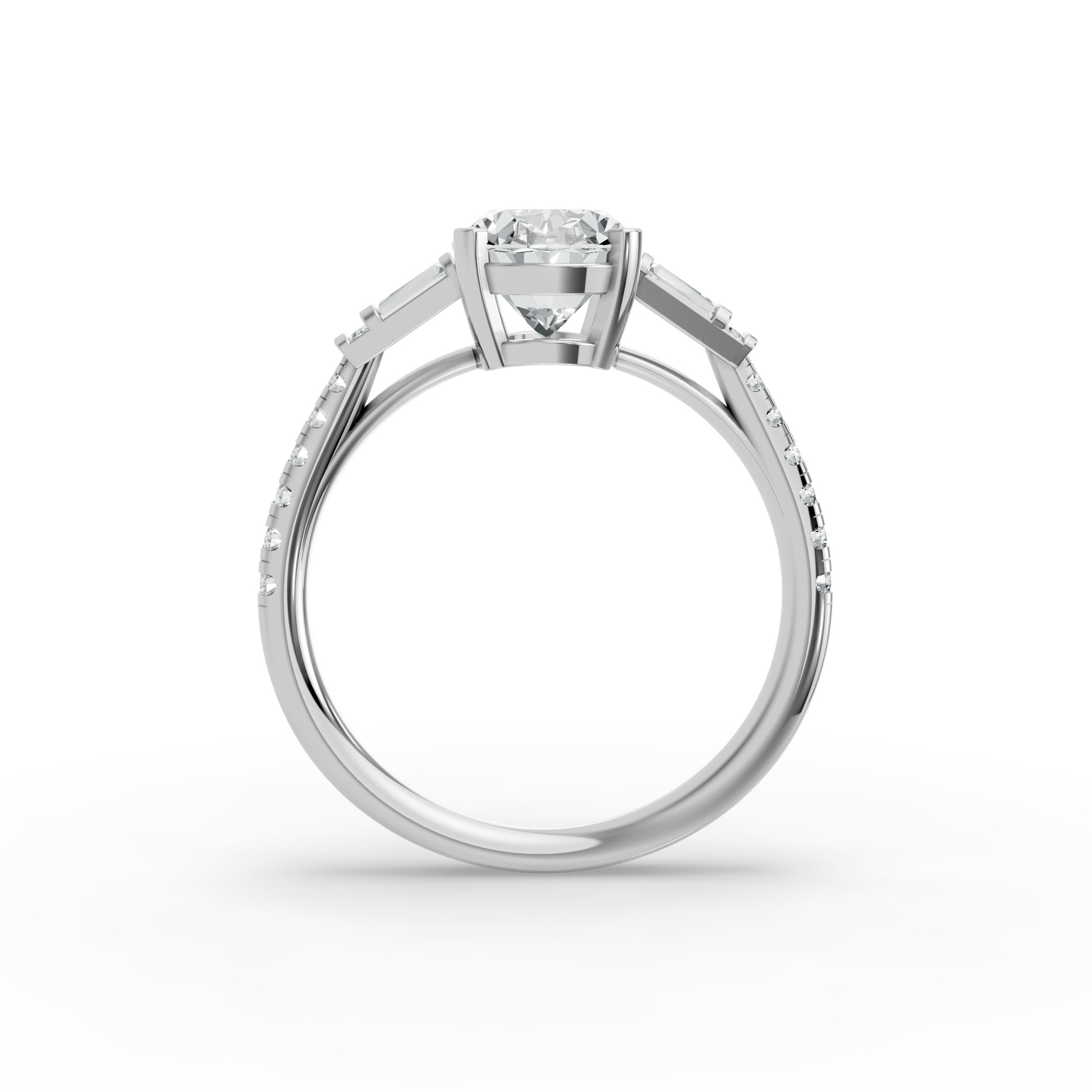 Round Shape Diamond Fancy Engagement Ring in Gold