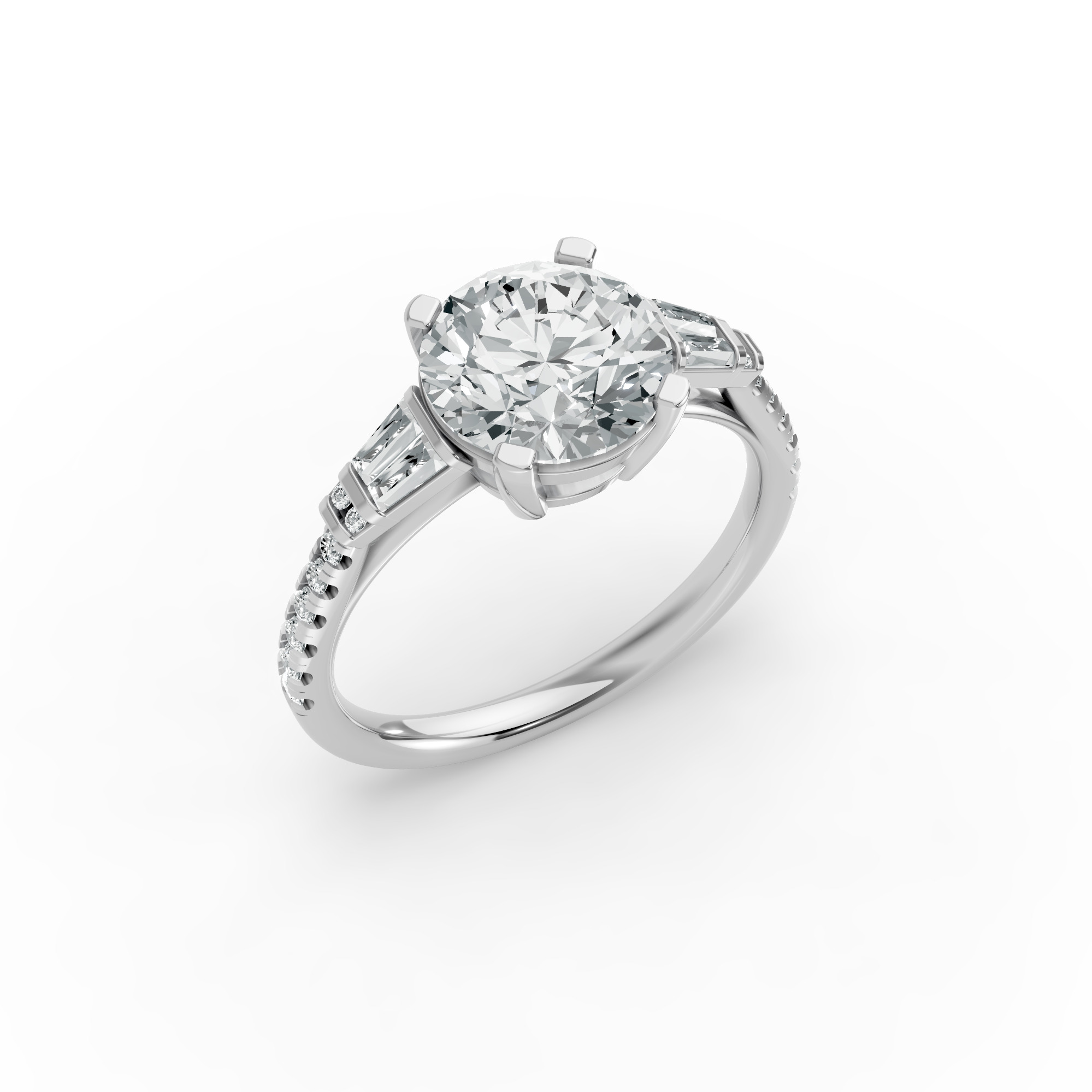 Round Shape Diamond Fancy Engagement Ring in Gold