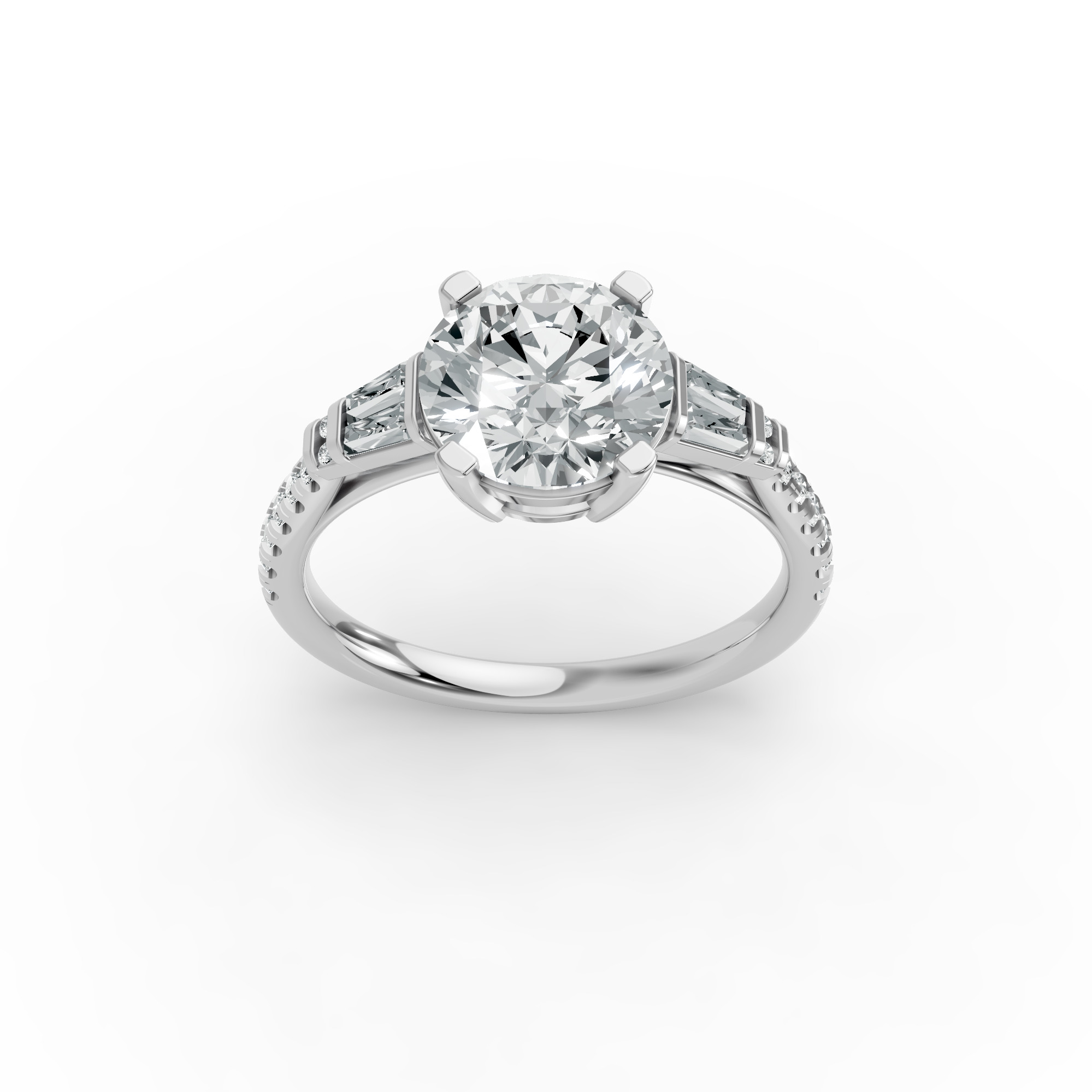 Round Shape Diamond Fancy Engagement Ring in Gold