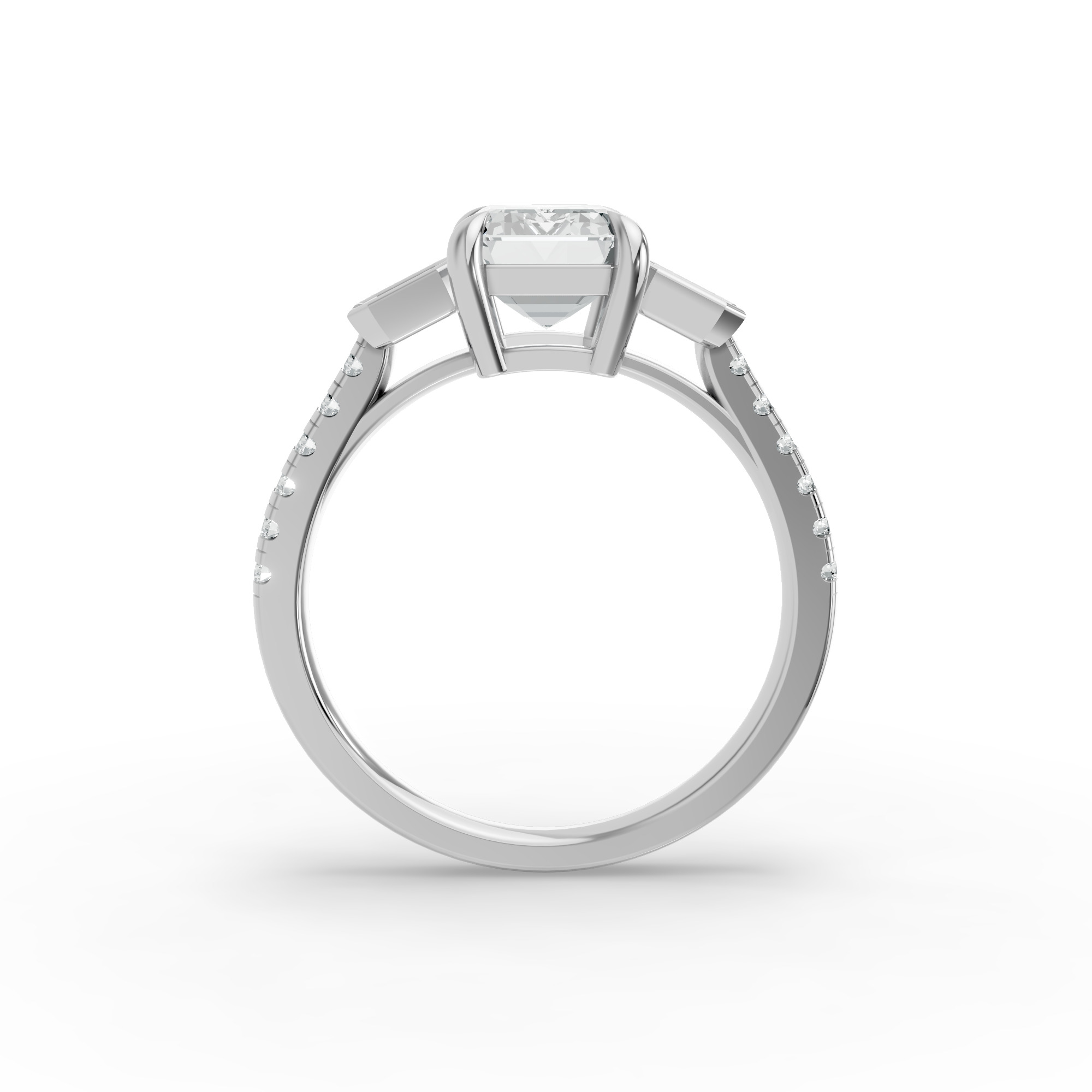 Emerald Shape Diamond Fancy Engagement Ring in Gold