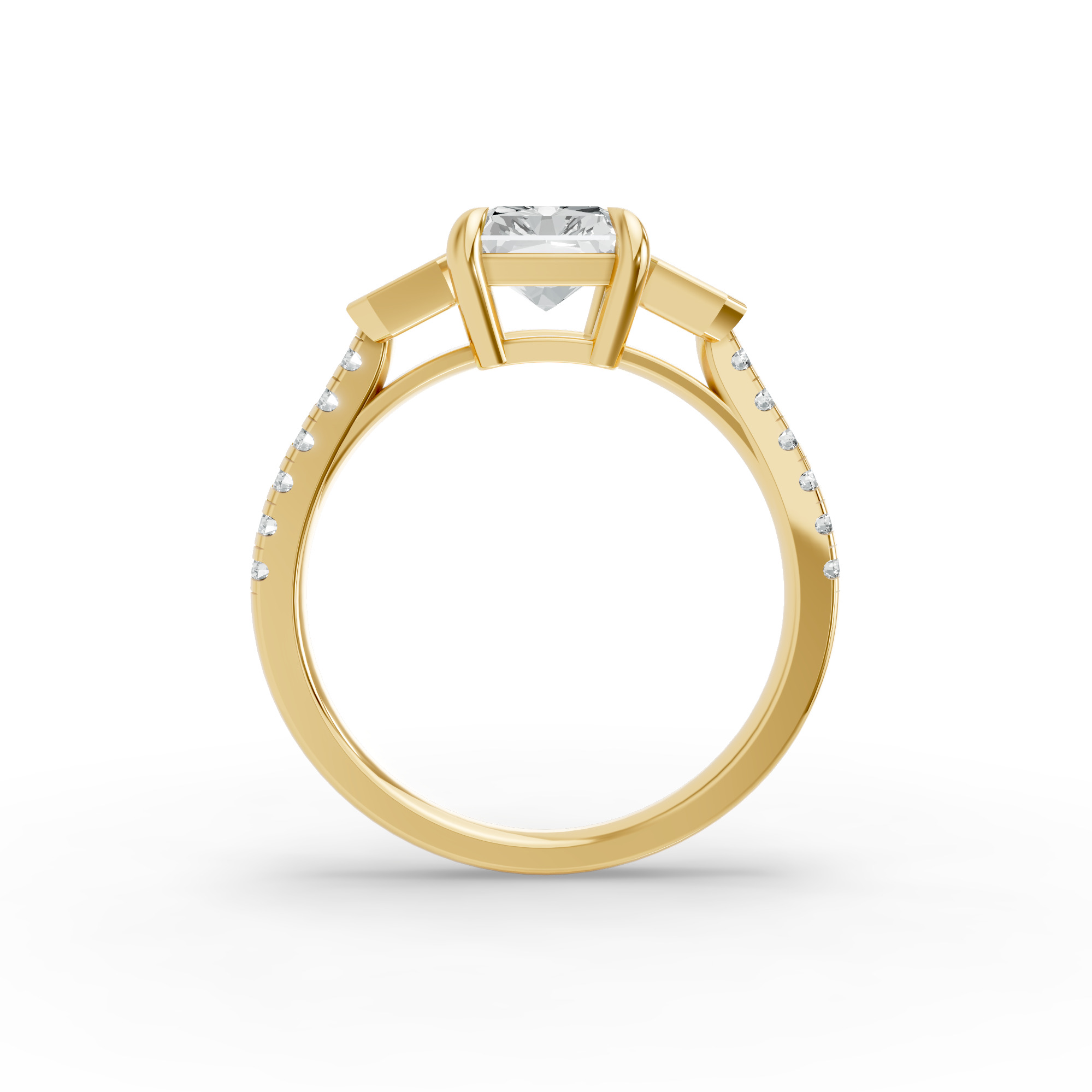 Radiant Shape Diamond Fancy Engagement Ring in Gold