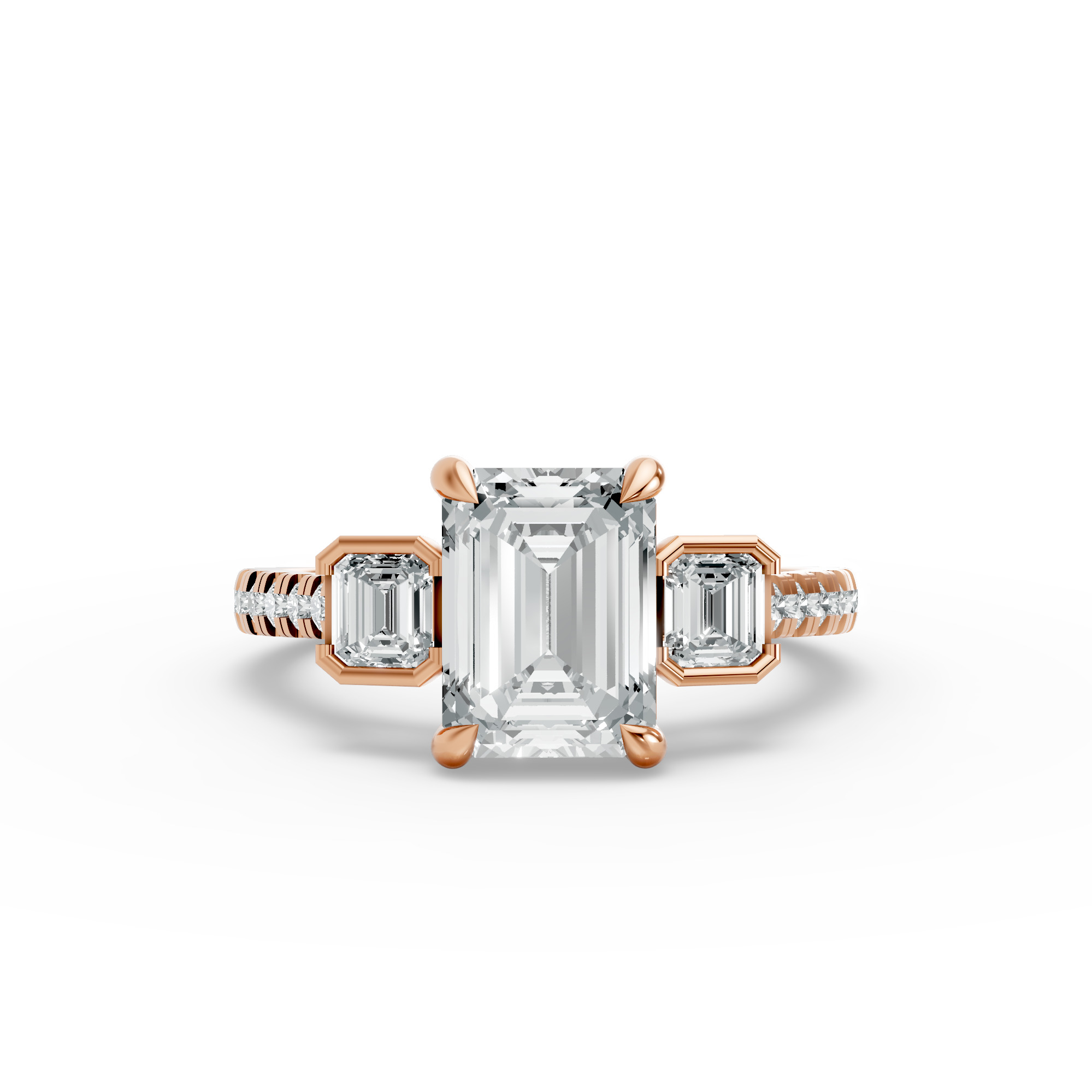 Emerald Shape Diamond Fancy Engagement Ring in Gold