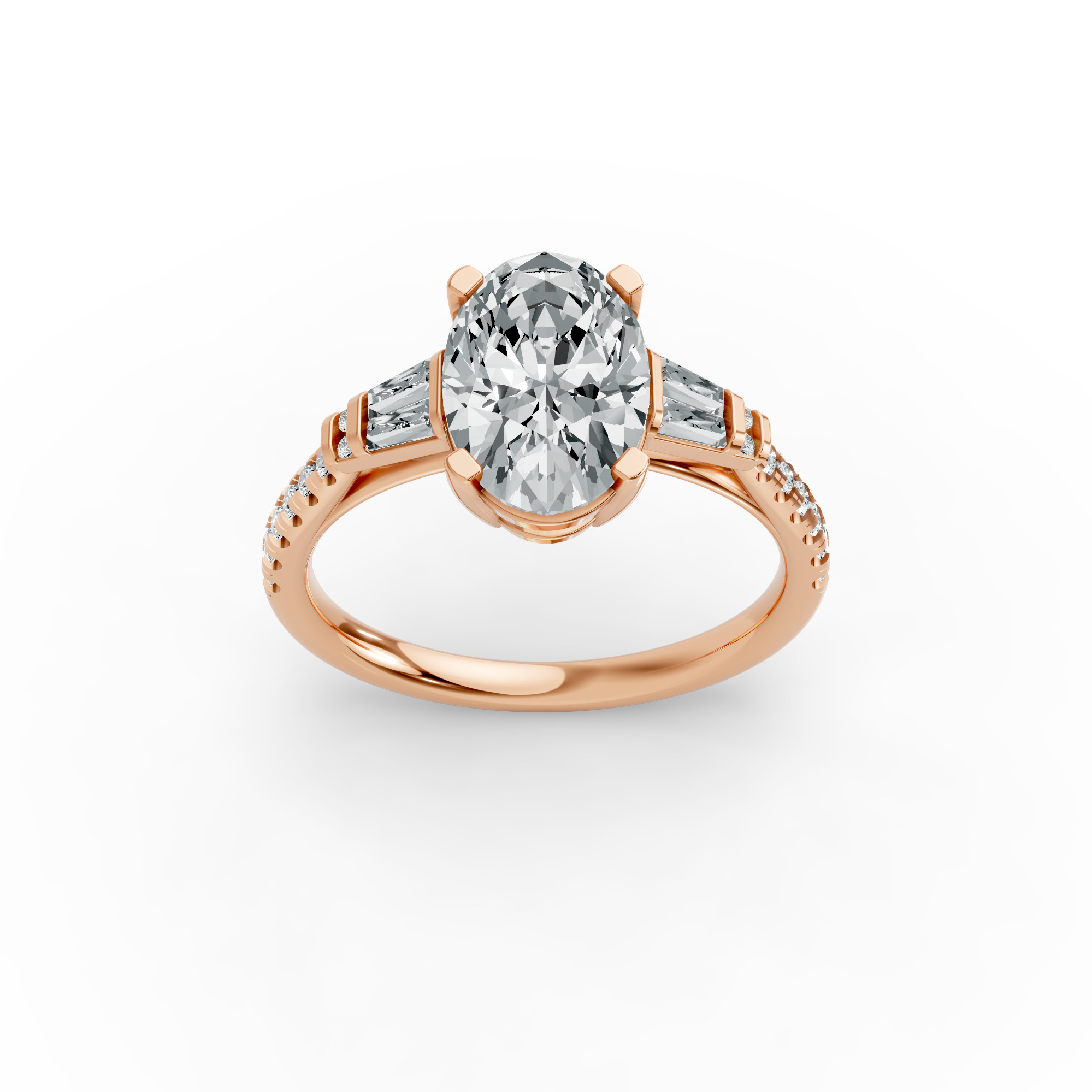 Oval Shape Diamond Fancy Engagement Ring in Gold
