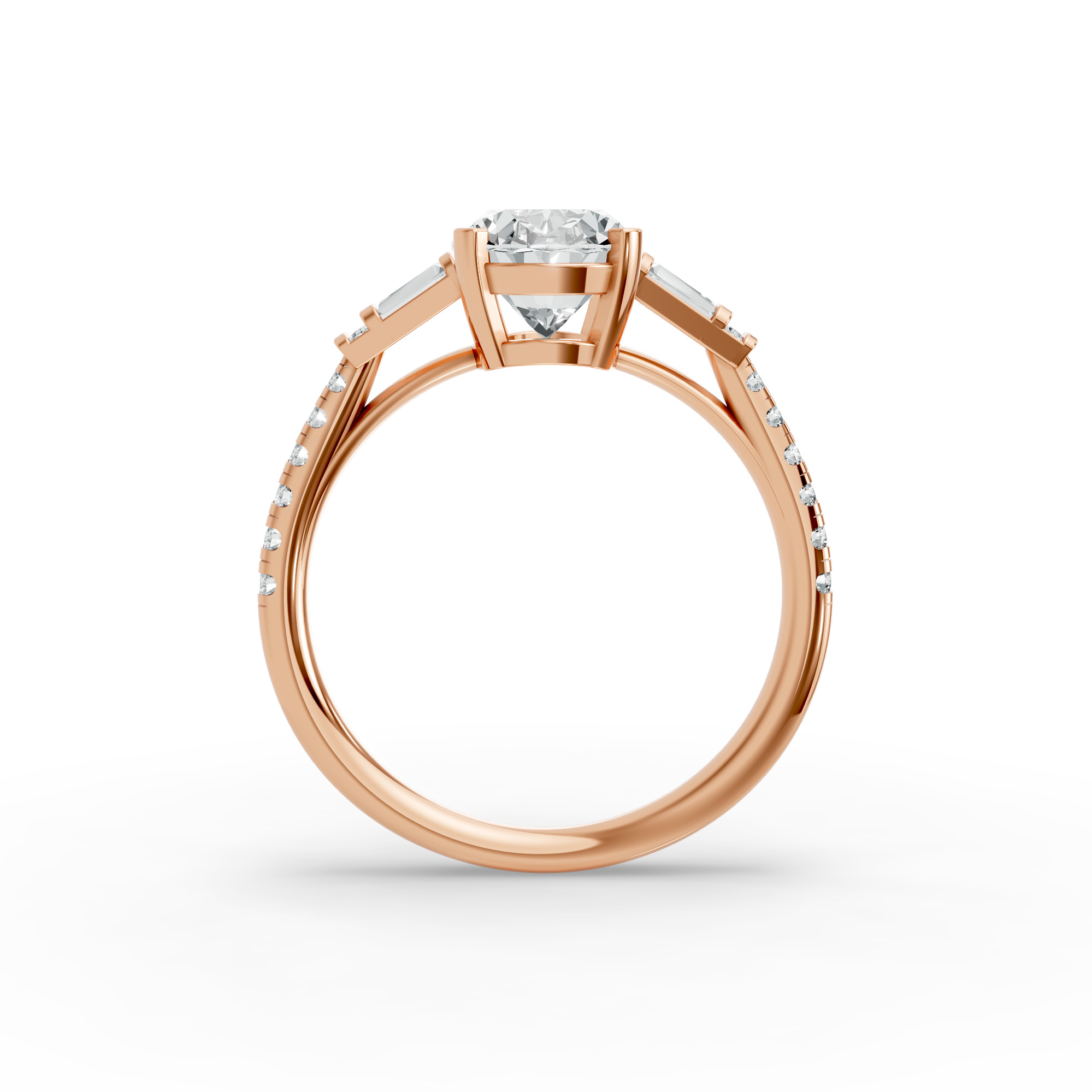 Round Shape Diamond Fancy Engagement Ring in Gold