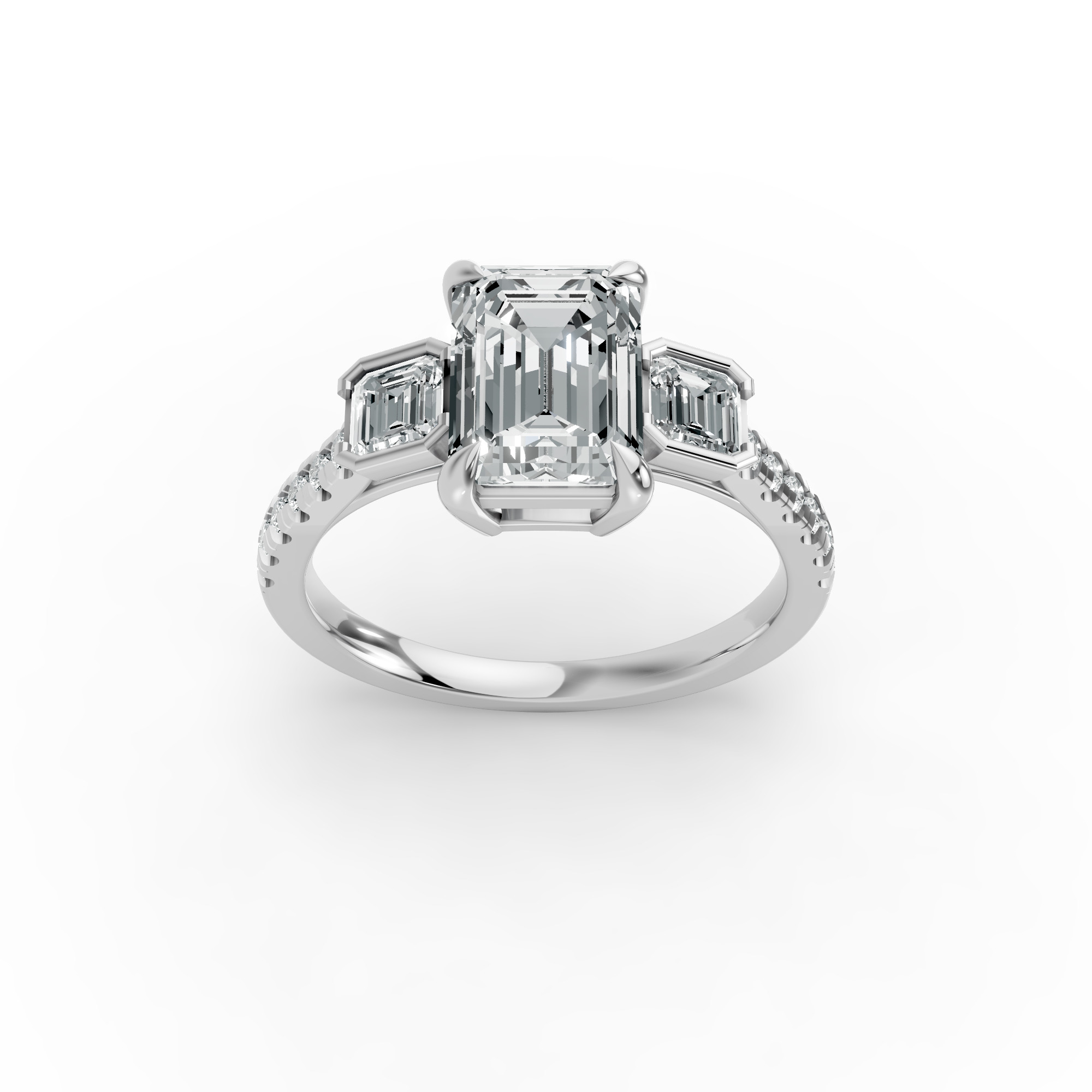 Emerald Shape Diamond Fancy Engagement Ring in Gold