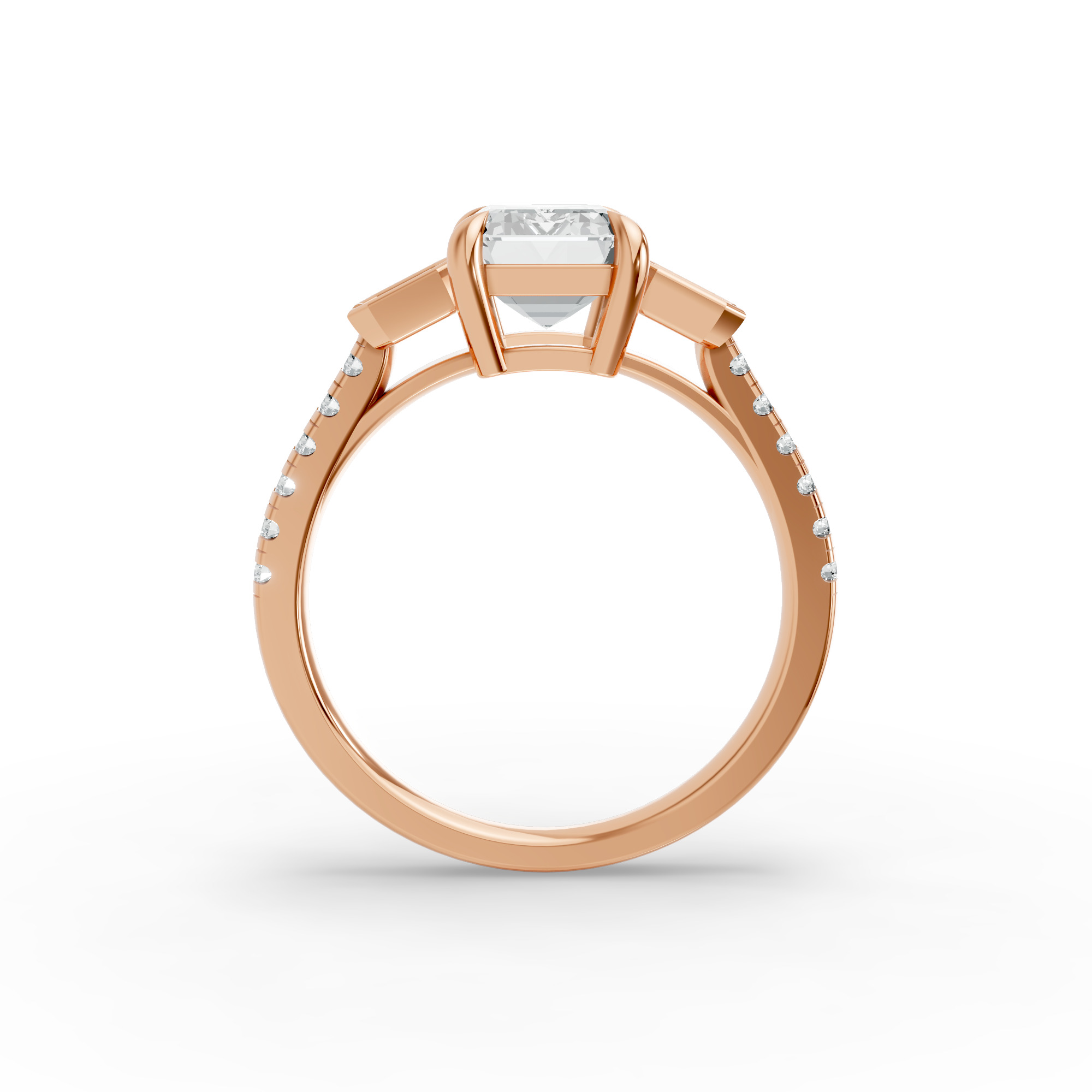 Emerald Shape Diamond Fancy Engagement Ring in Gold