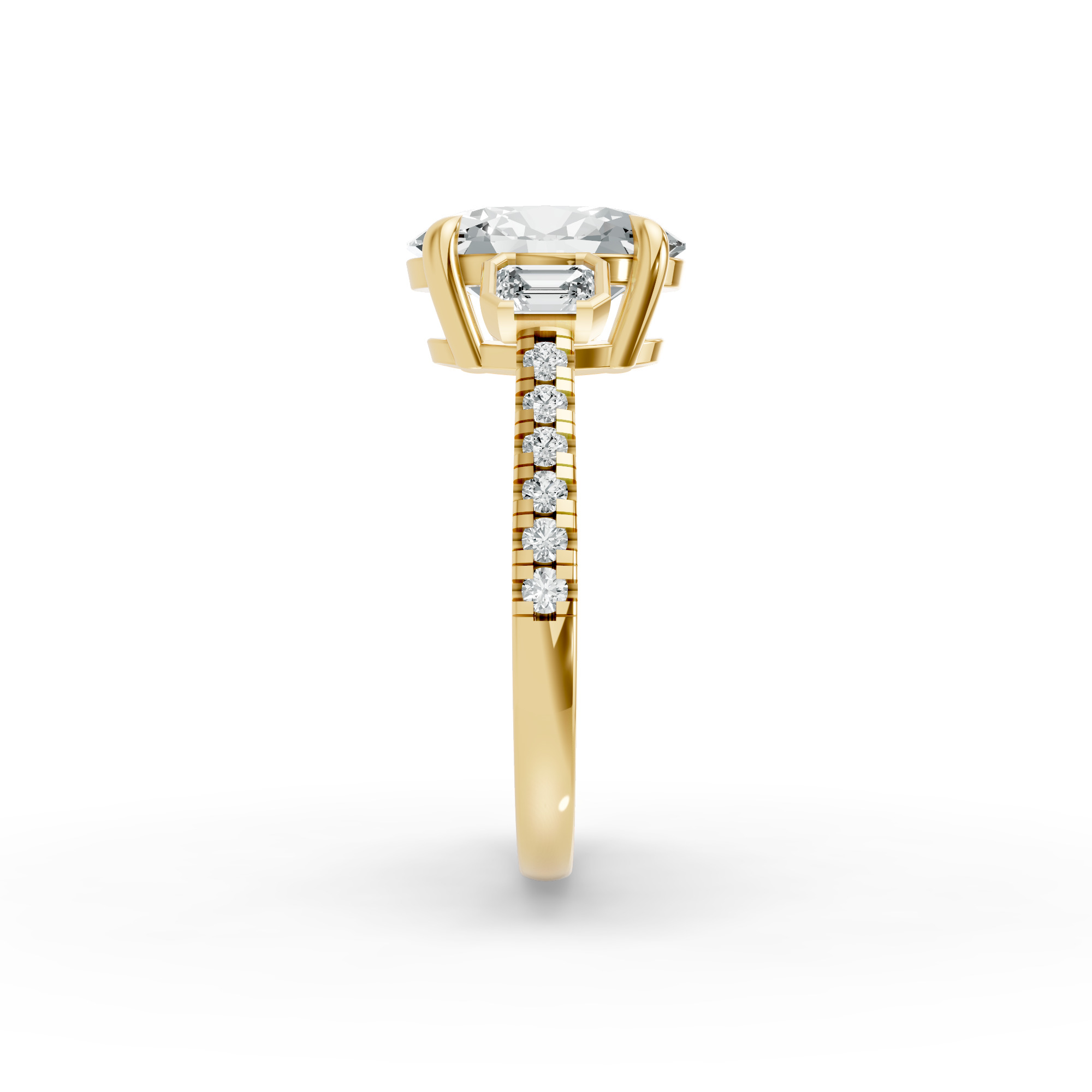 Oval Shape Diamond Fancy Engagement Ring in Gold