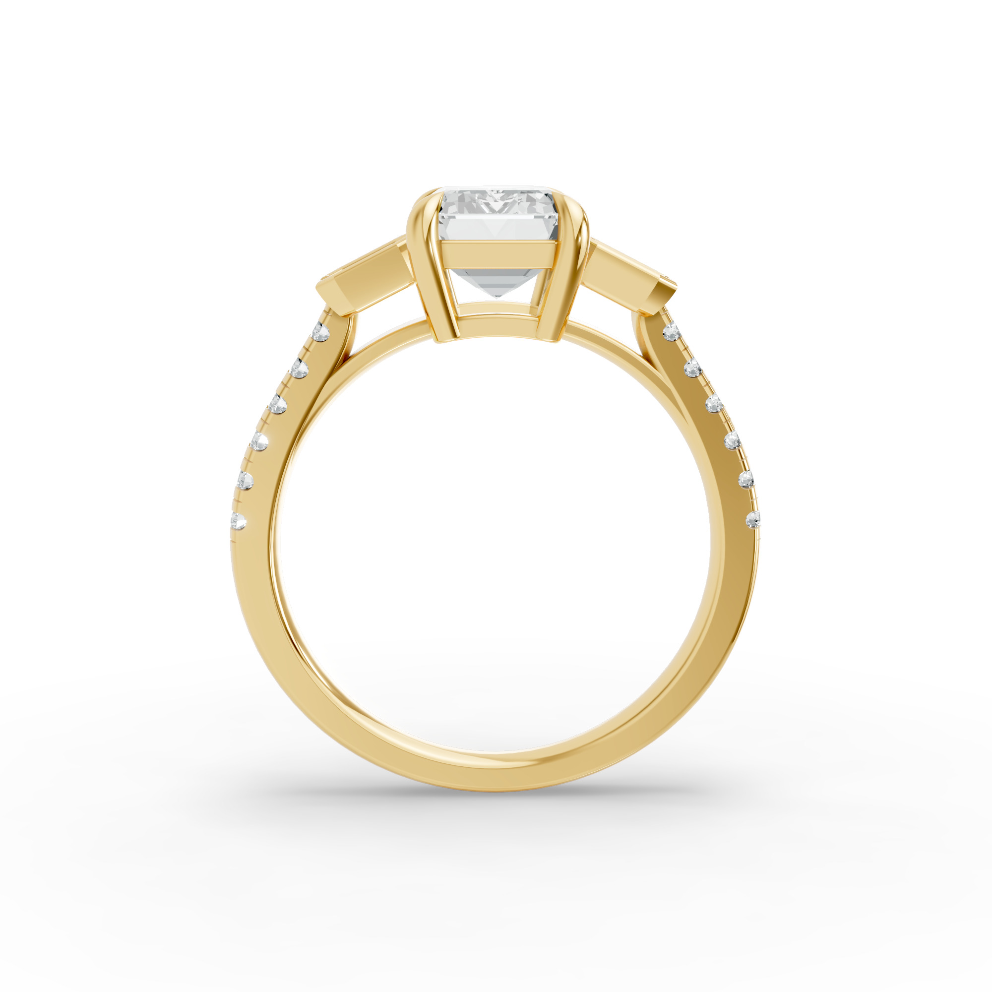 Emerald Shape Diamond Fancy Engagement Ring in Gold