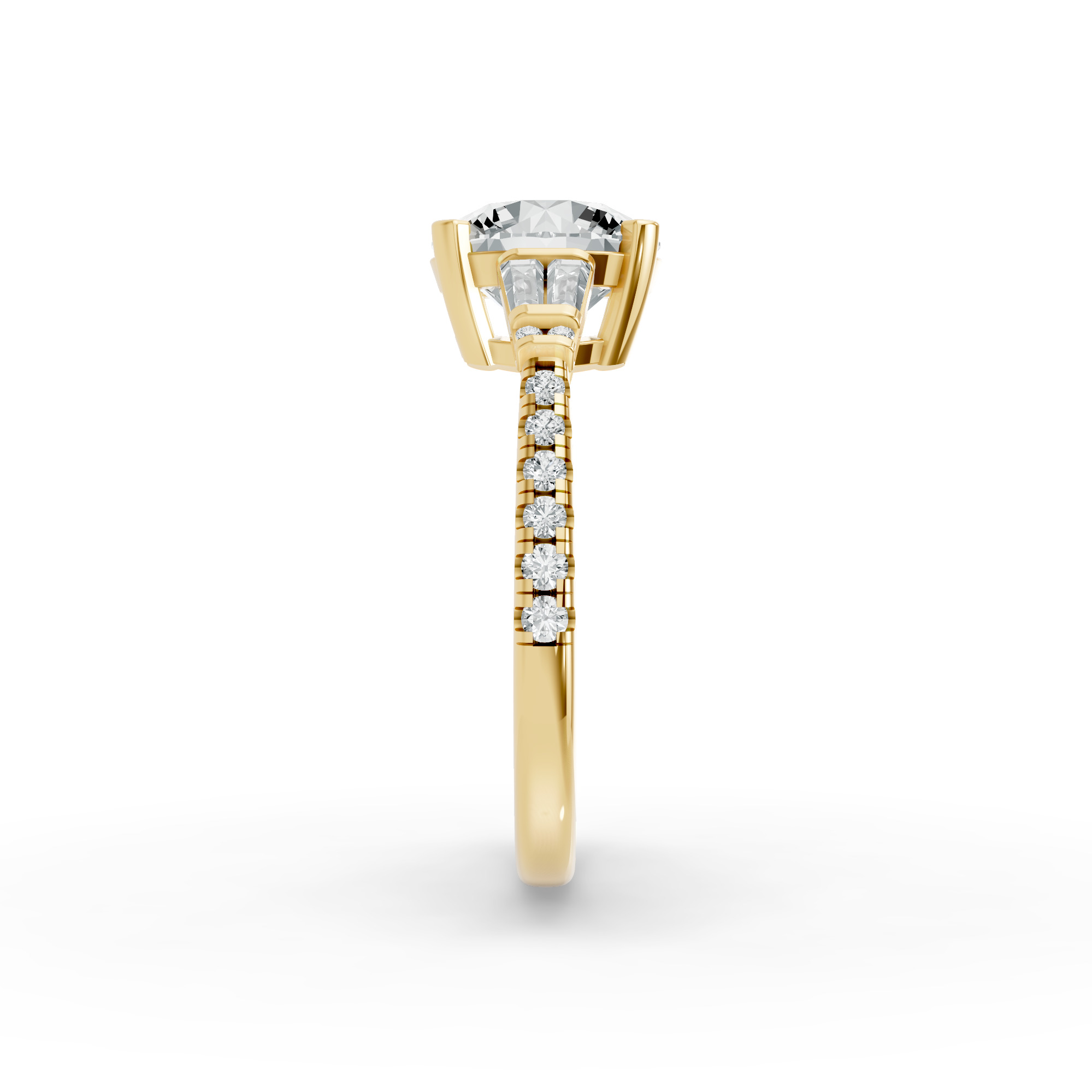 Oval Shape Diamond Fancy Engagement Ring in Gold