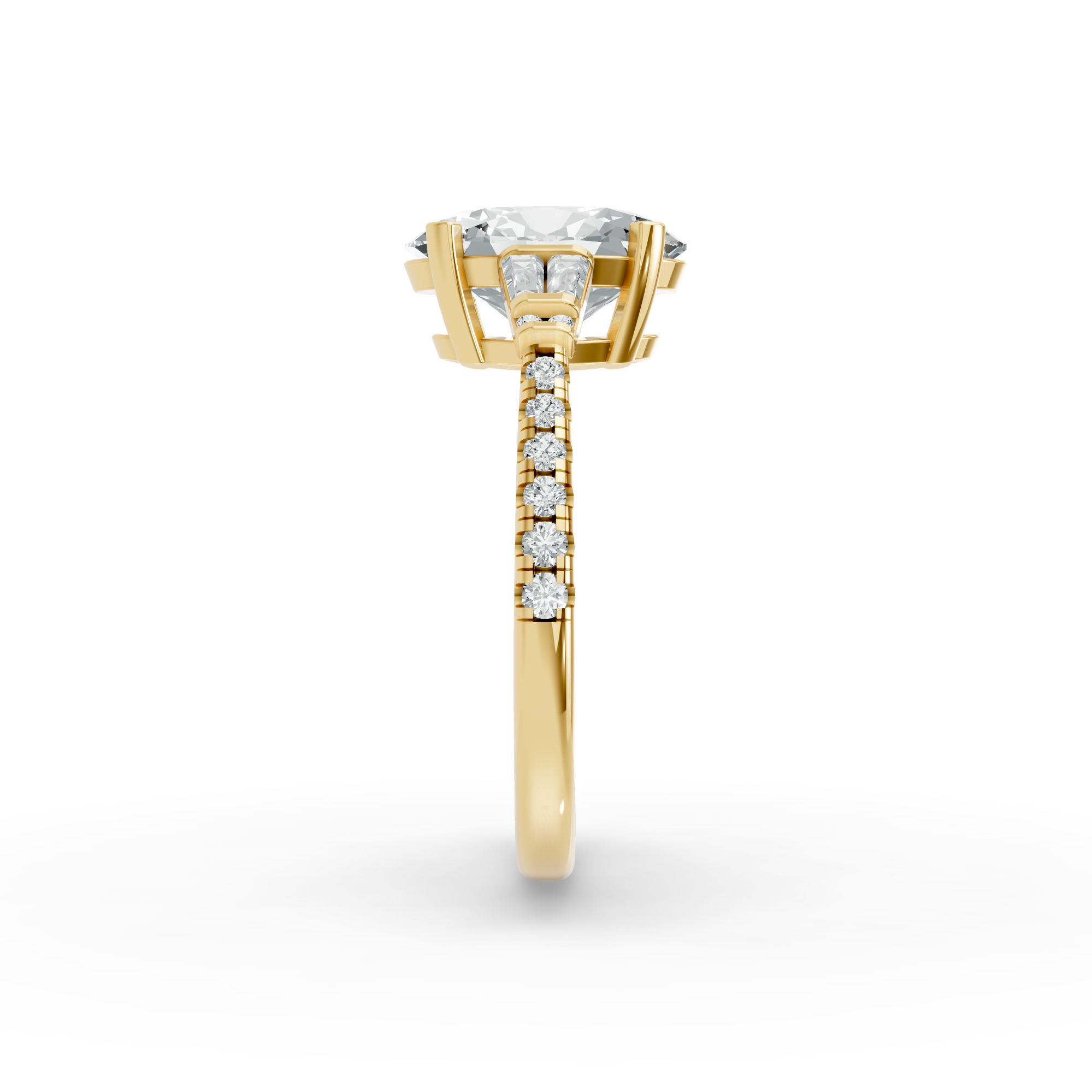 Round Shape Diamond Fancy Engagement Ring in Gold