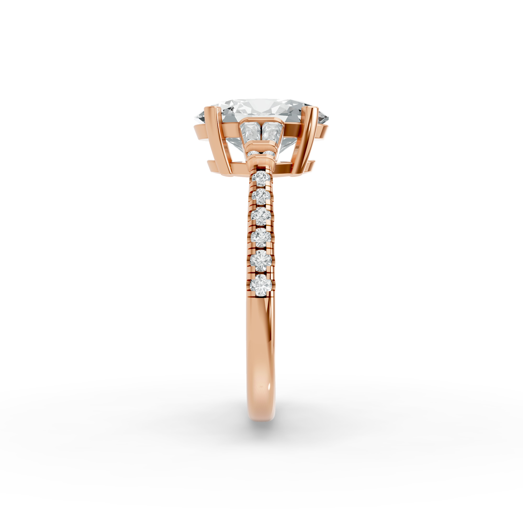 Round Shape Diamond Fancy Engagement Ring in Gold