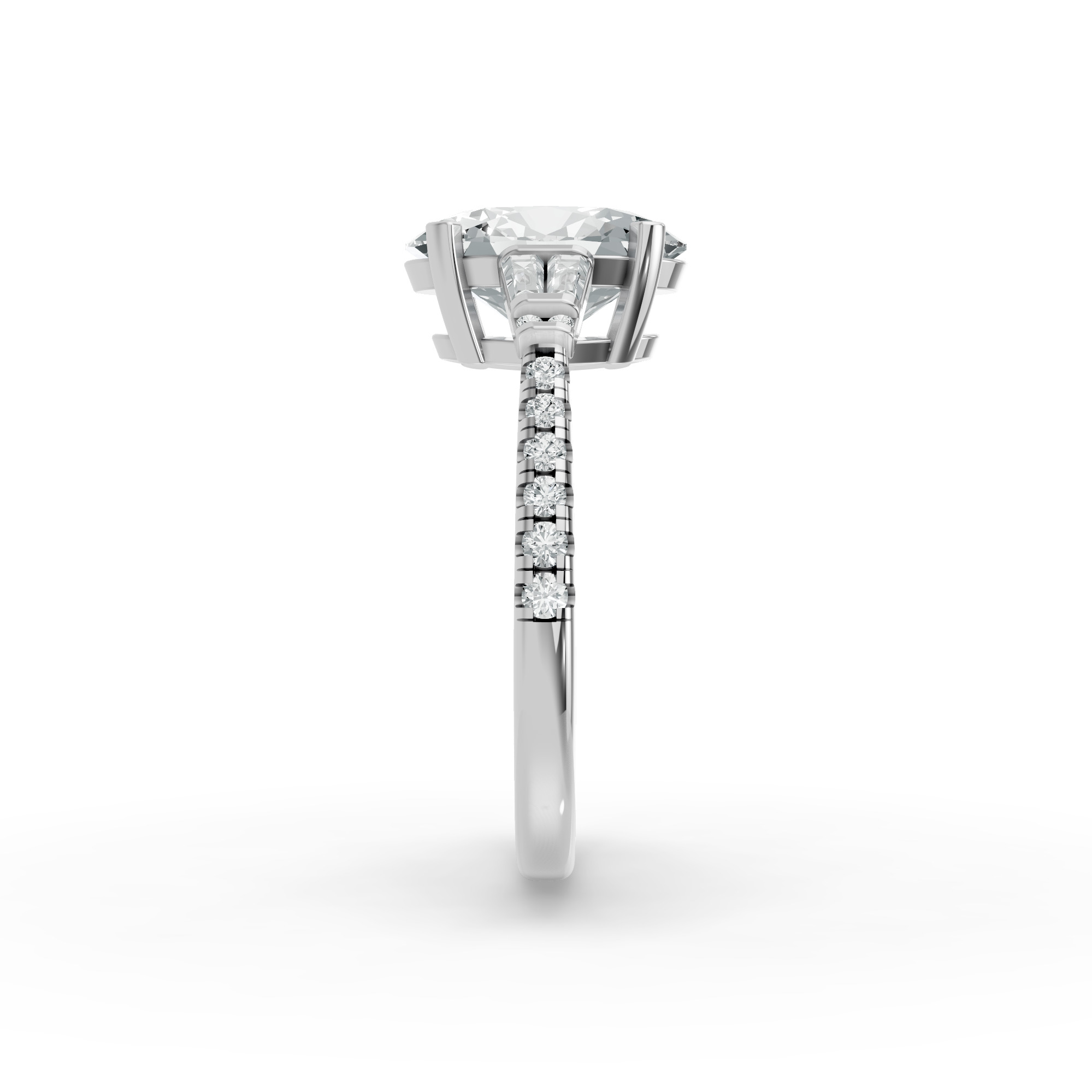 Round Shape Diamond Fancy Engagement Ring in Gold