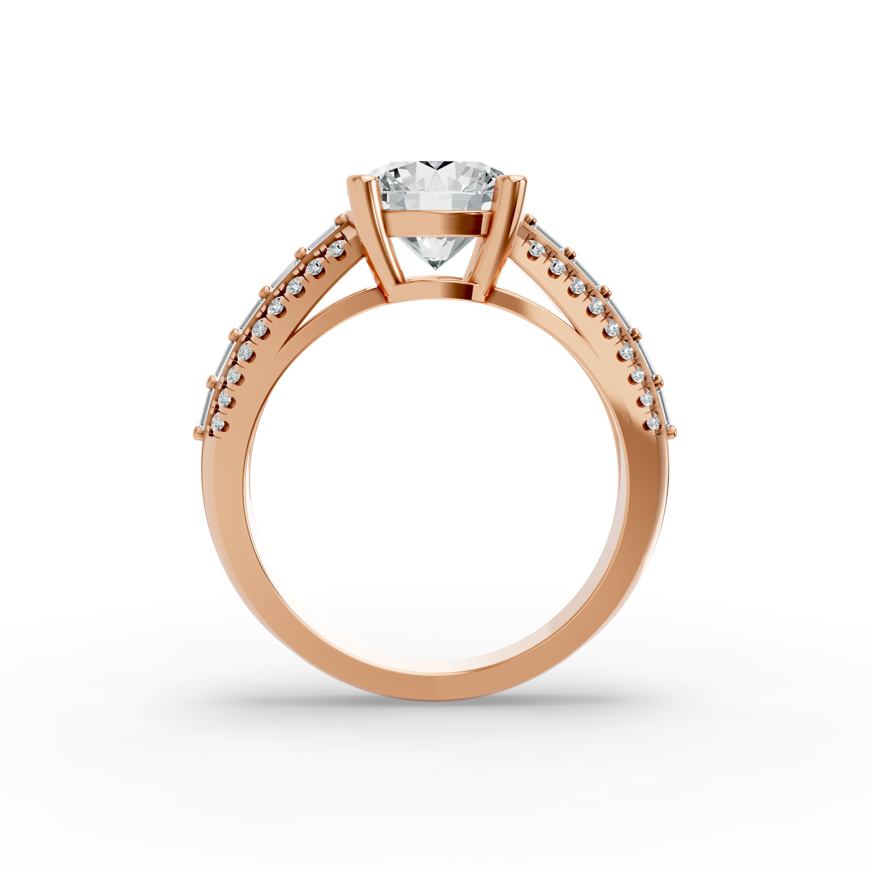 Round Shape Diamond Fancy Engagement Ring in Gold