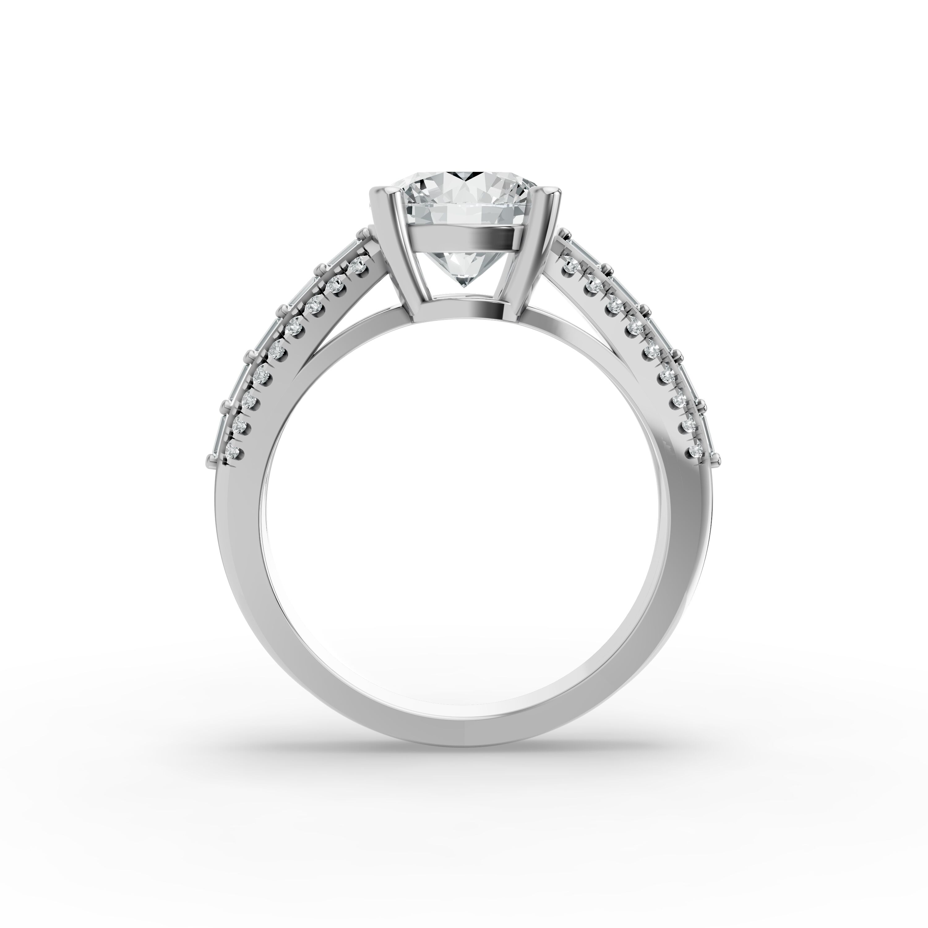 Round Shape Diamond Fancy Engagement Ring in Gold