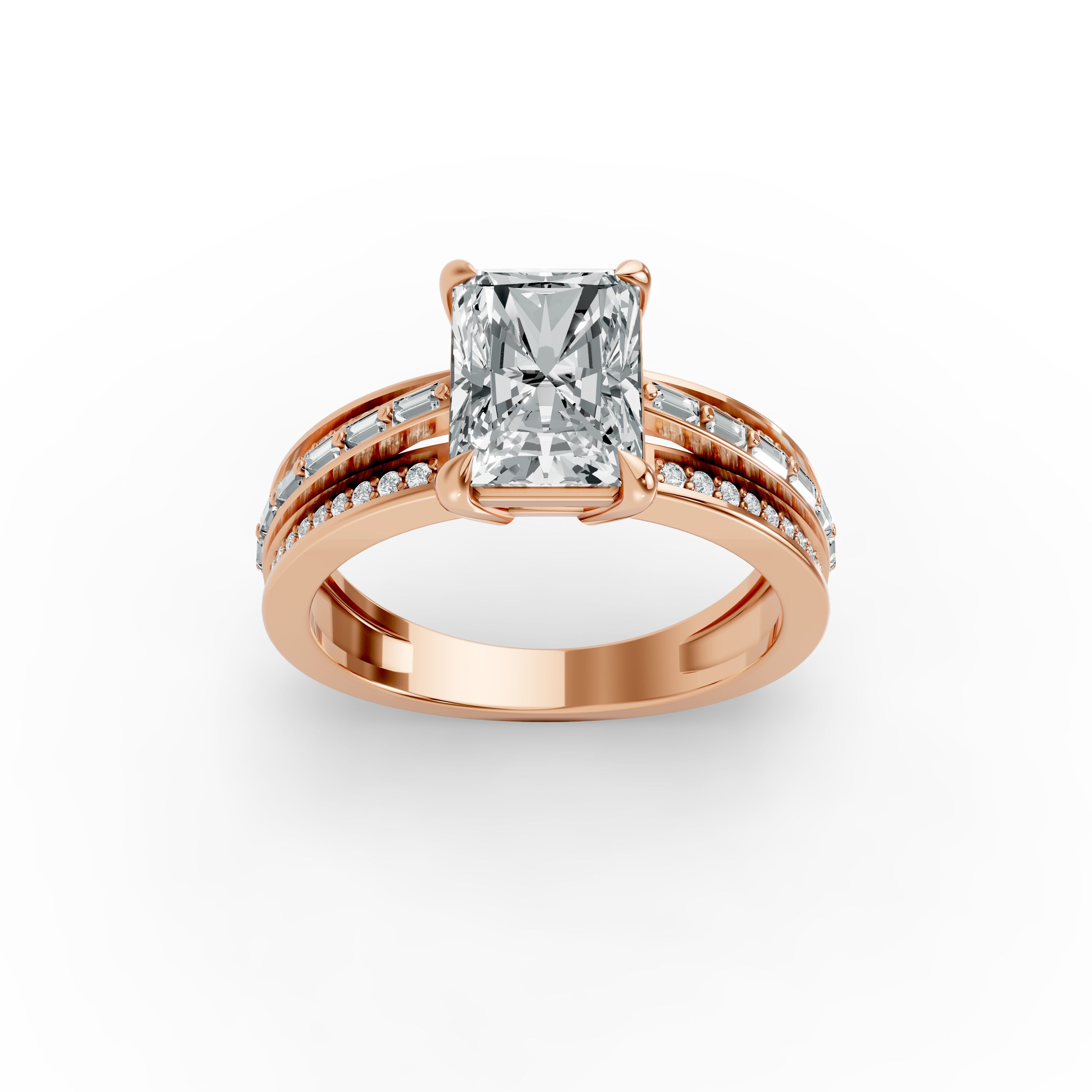Radiant Shape Diamond Fancy Engagement Ring in Gold