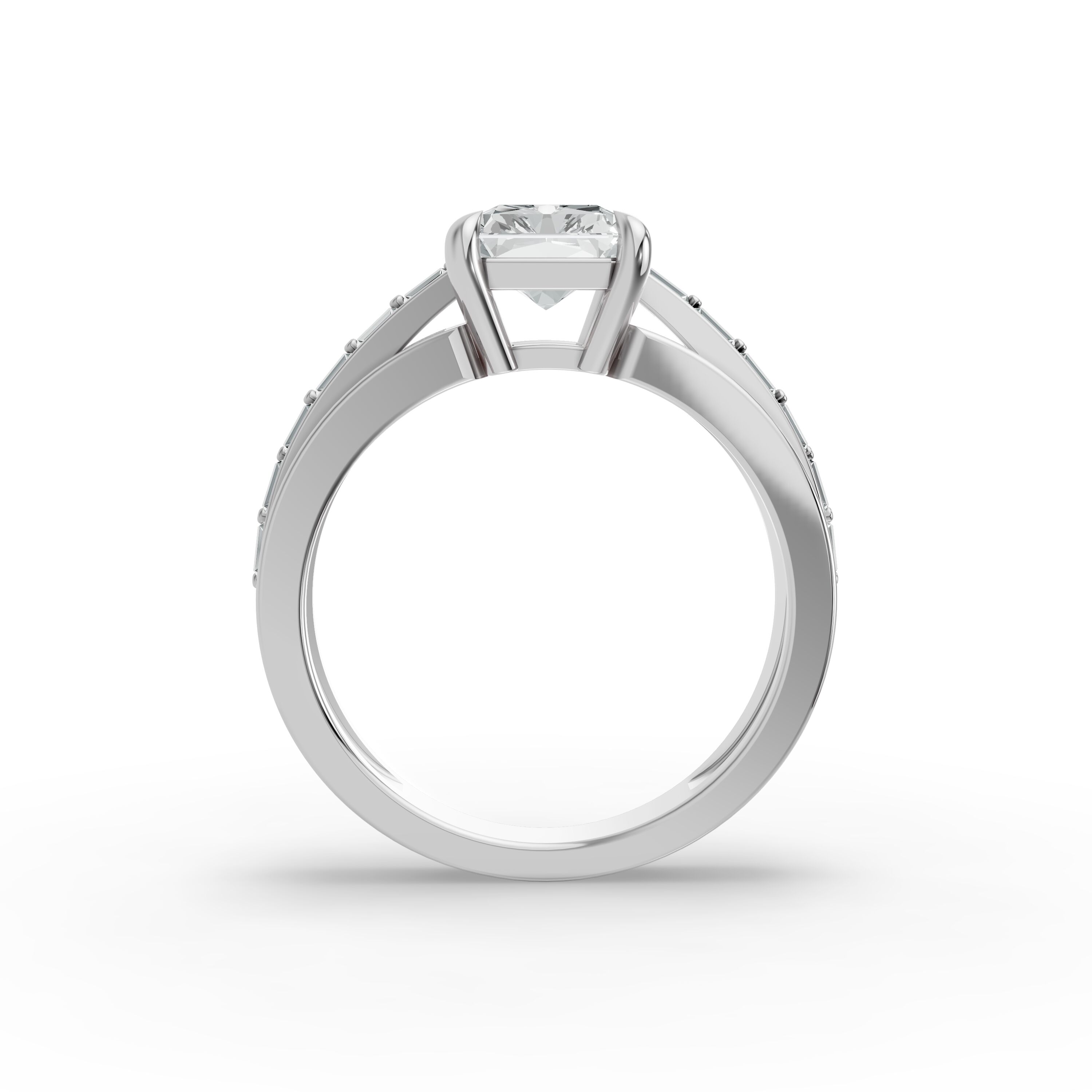 Radiant Shape Diamond Fancy Engagement Ring in Gold