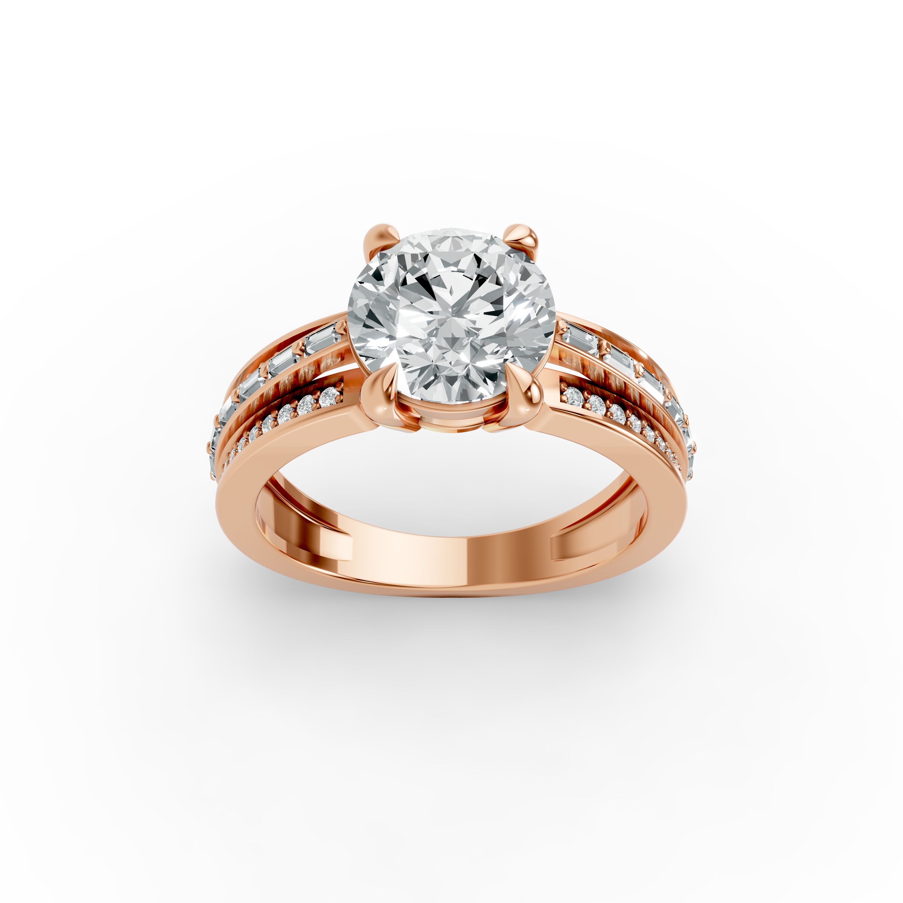 Round Shape Diamond Fancy Engagement Ring in Gold