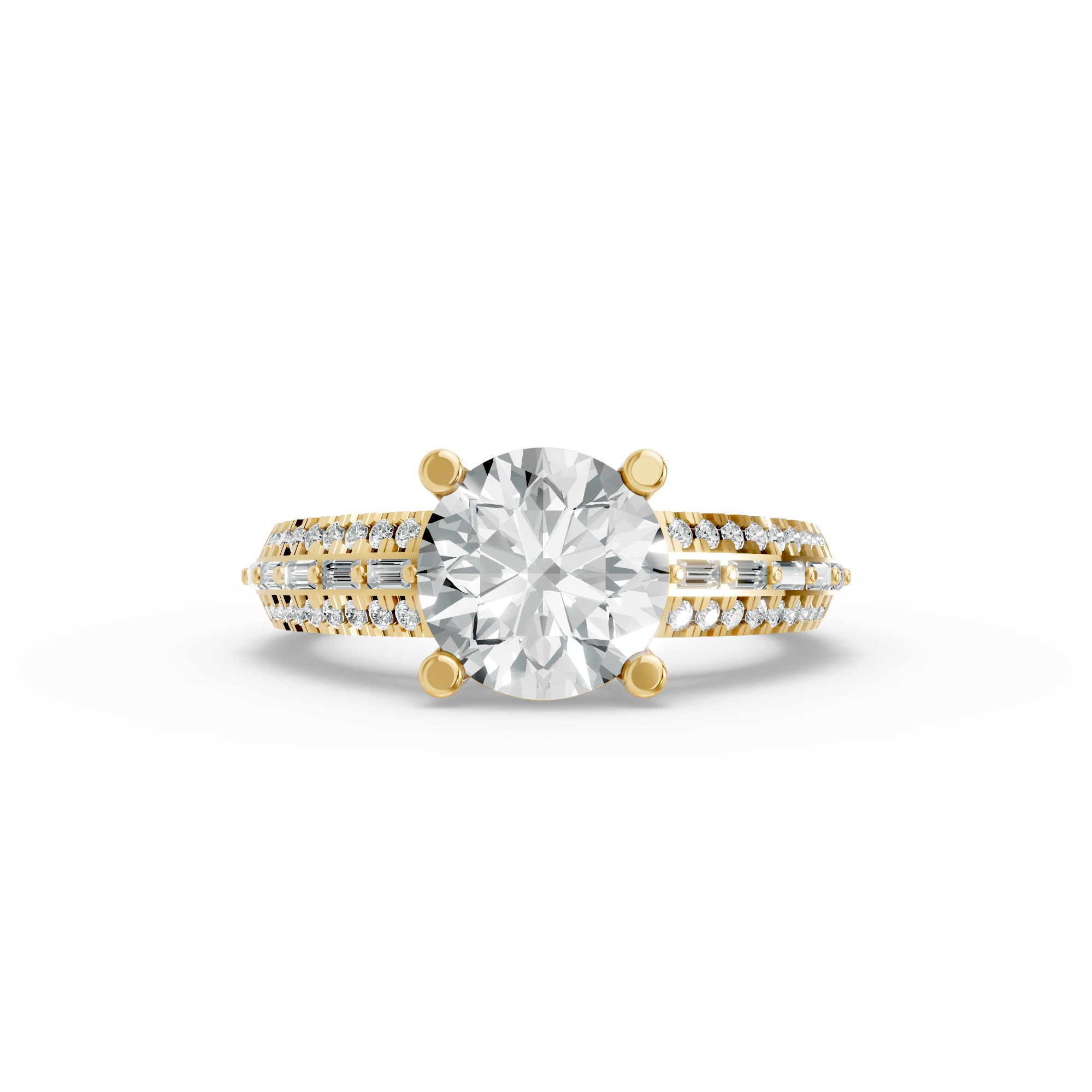 Round Shape Diamond Fancy Engagement Ring in Gold