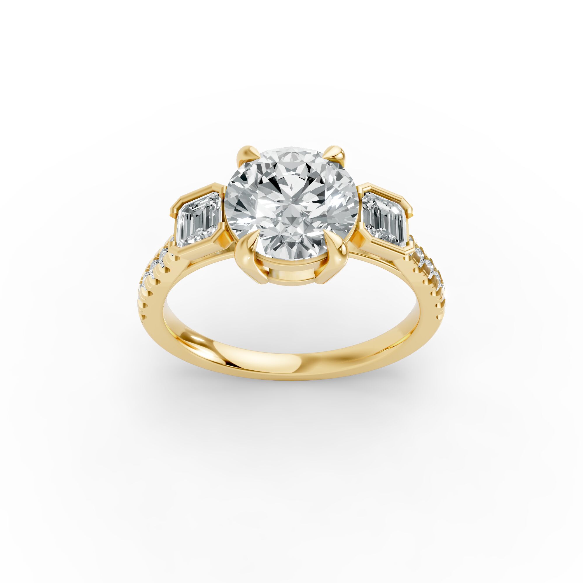 Round Shape Diamond Fancy Engagement Ring in Gold