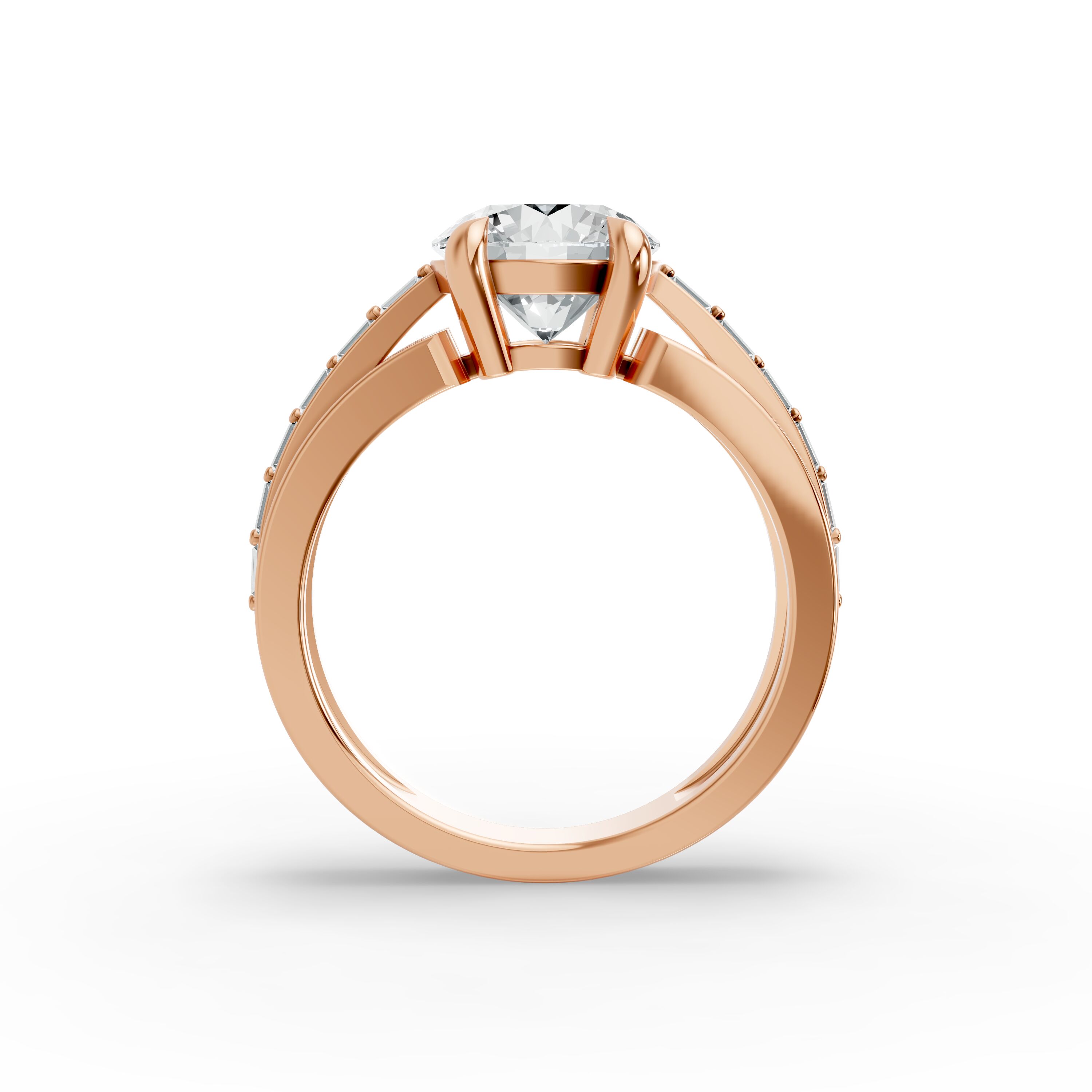 Round Shape Diamond Fancy Engagement Ring in Gold