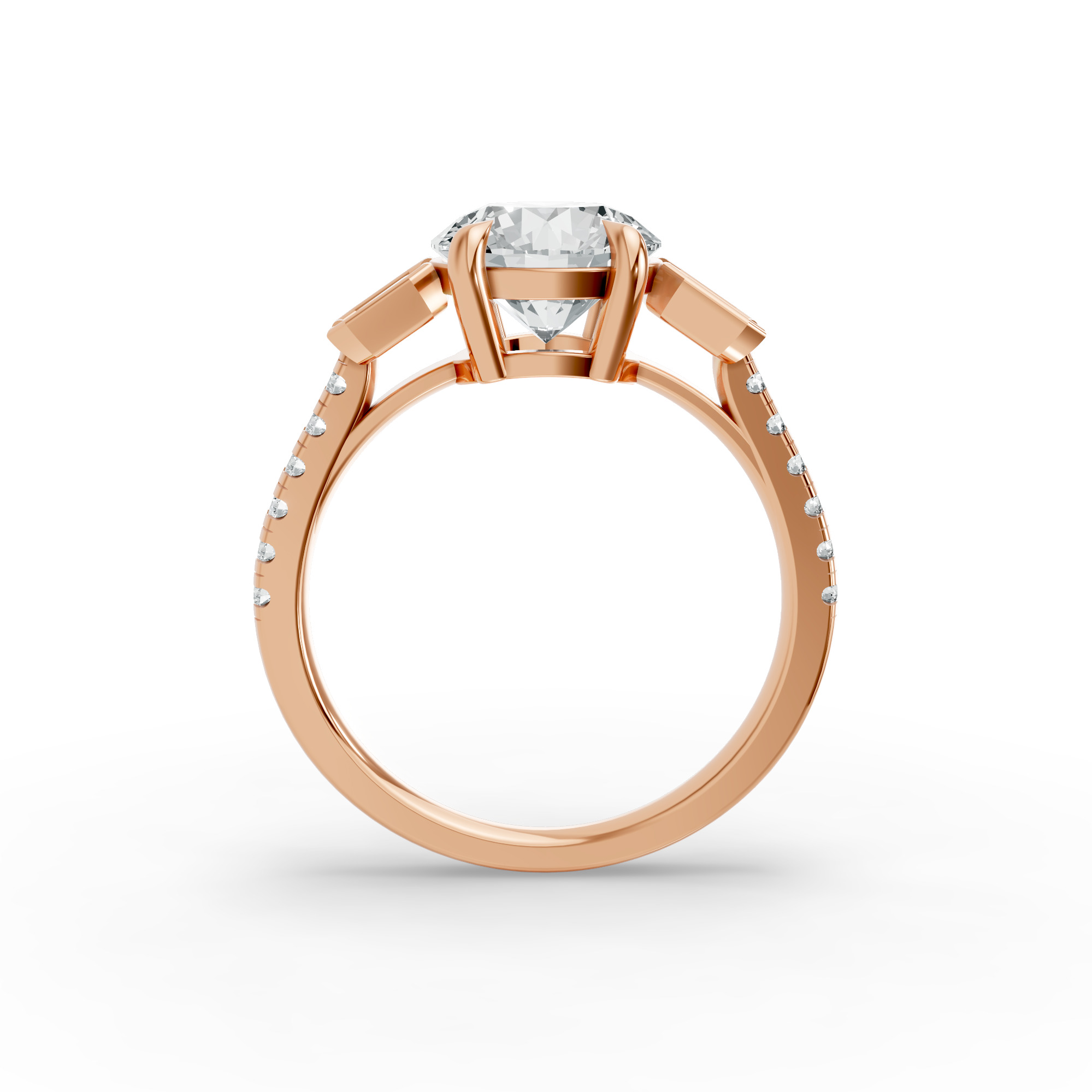 Round Shape Diamond Fancy Engagement Ring in Gold