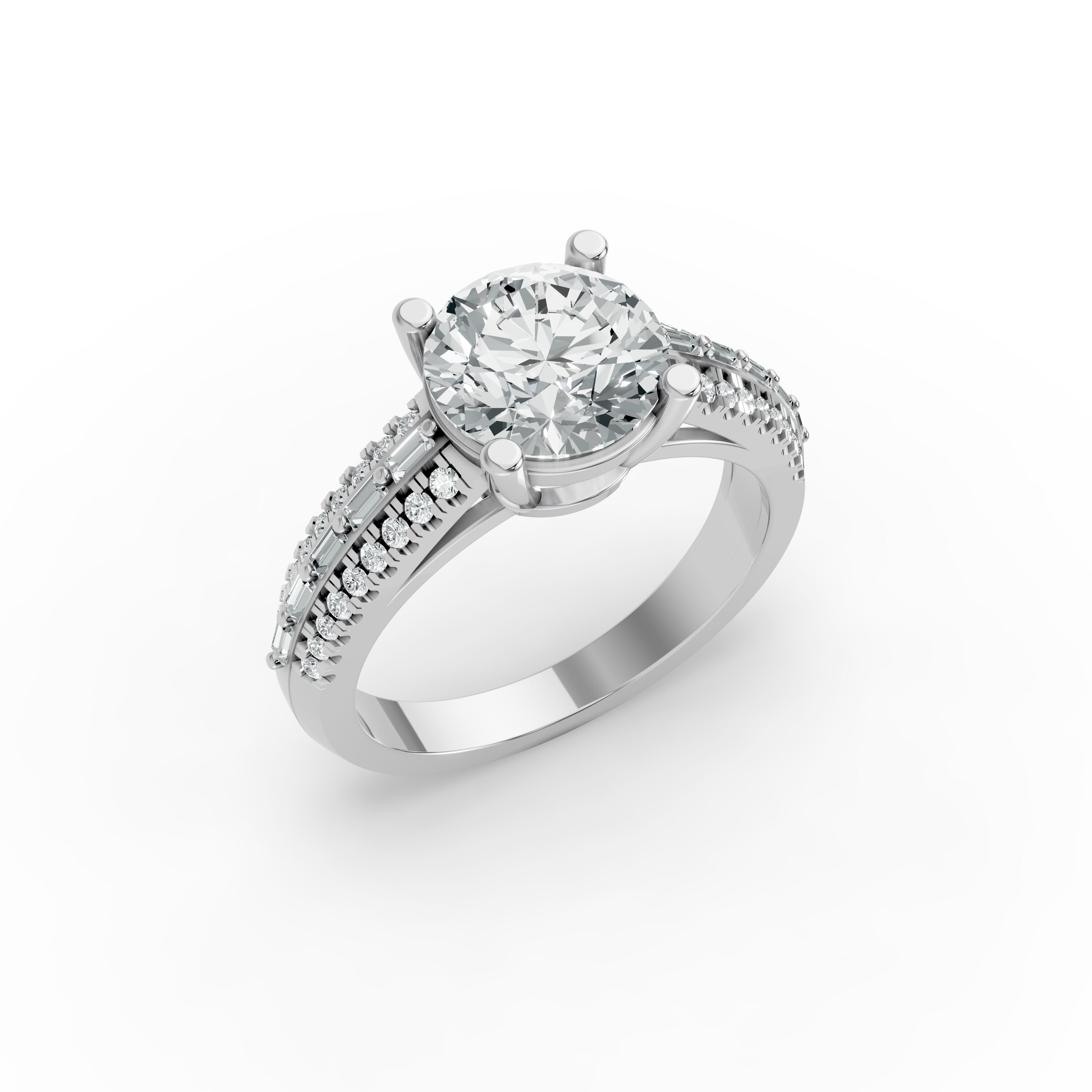 Round Shape Diamond Fancy Engagement Ring in Gold
