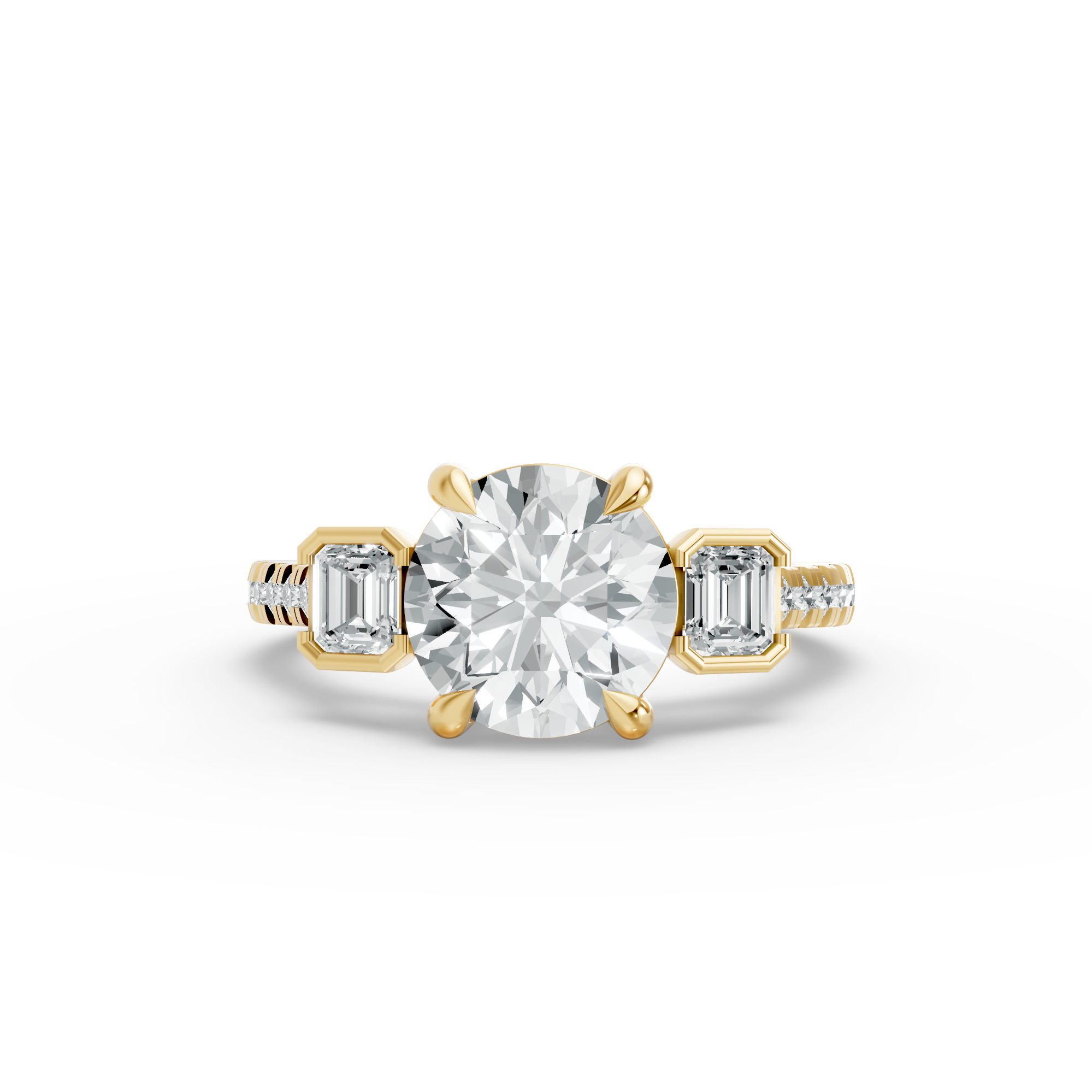 Round Shape Diamond Fancy Engagement Ring in Gold