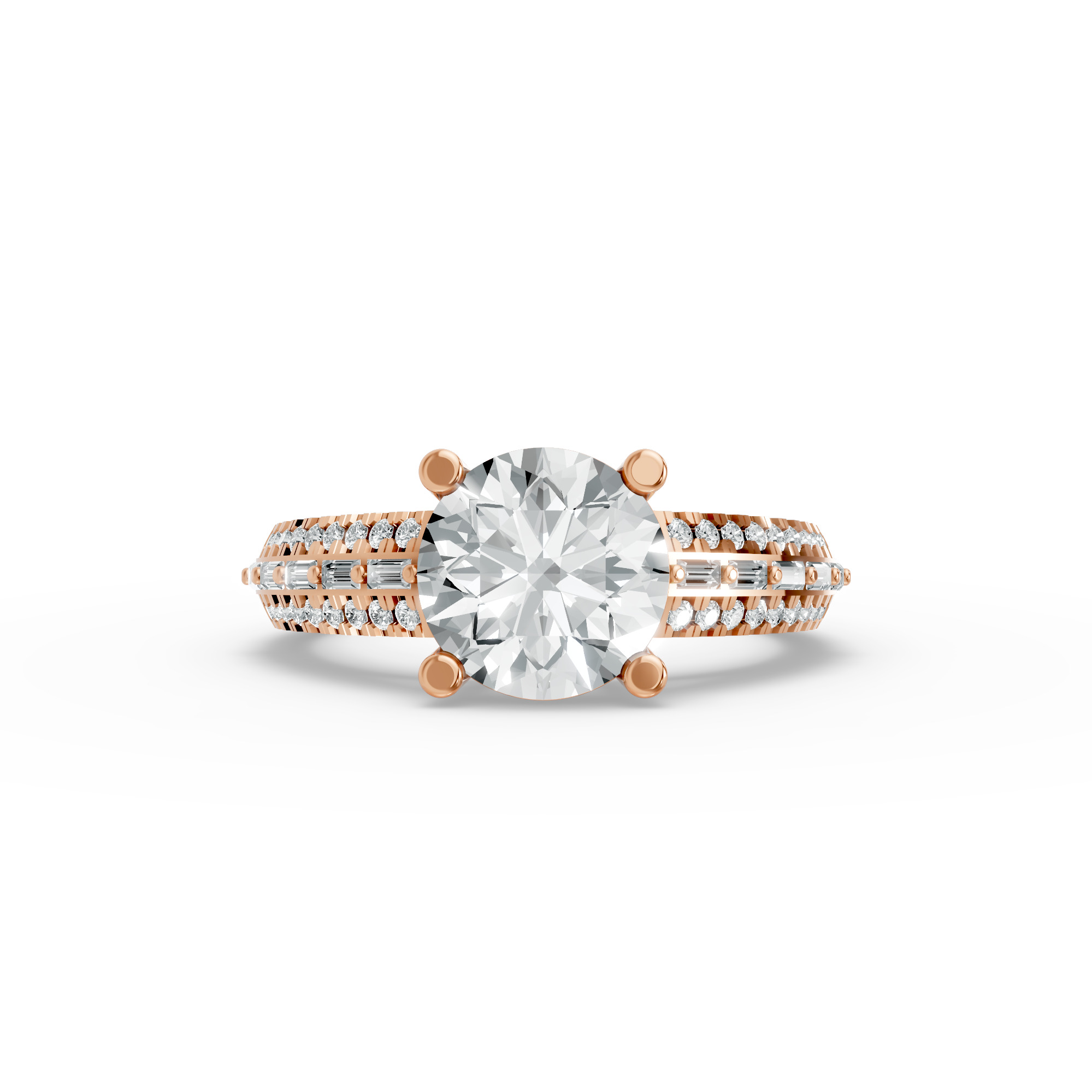 Round Shape Diamond Fancy Engagement Ring in Gold