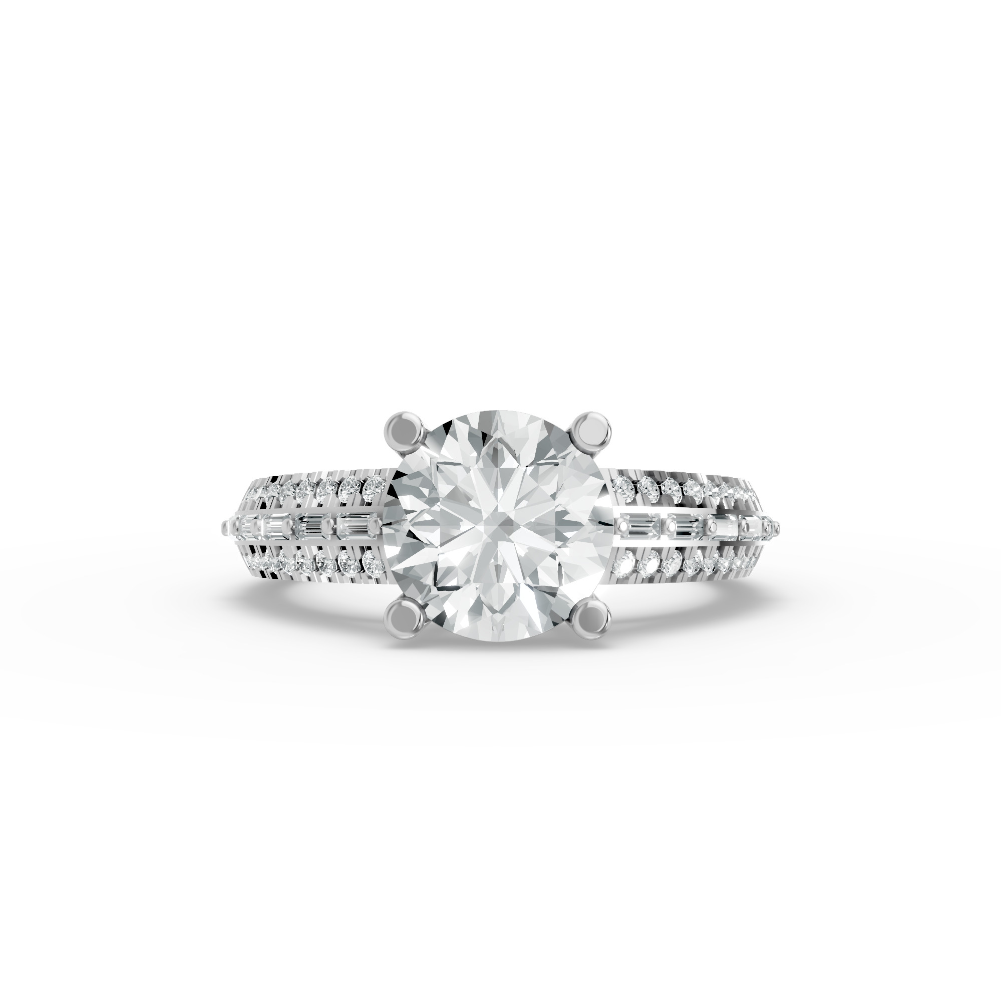 Round Shape Diamond Fancy Engagement Ring in Gold