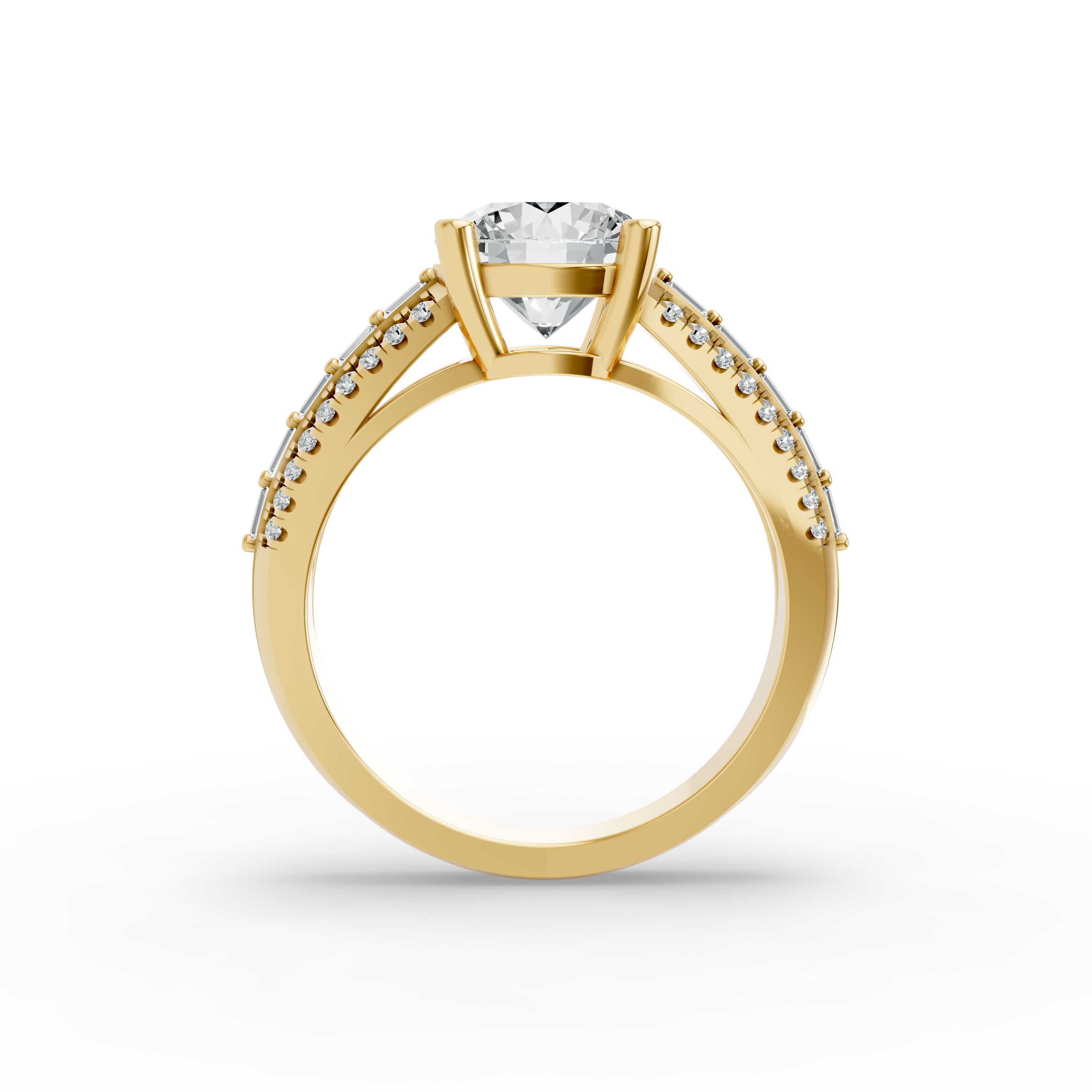 Round Shape Diamond Fancy Engagement Ring in Gold