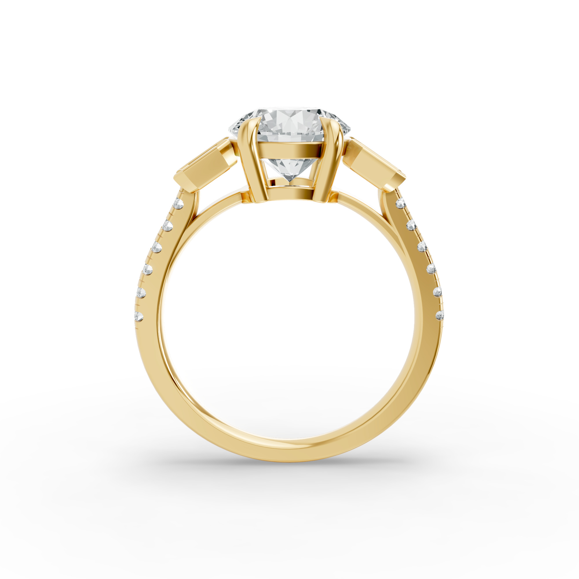 Round Shape Diamond Fancy Engagement Ring in Gold