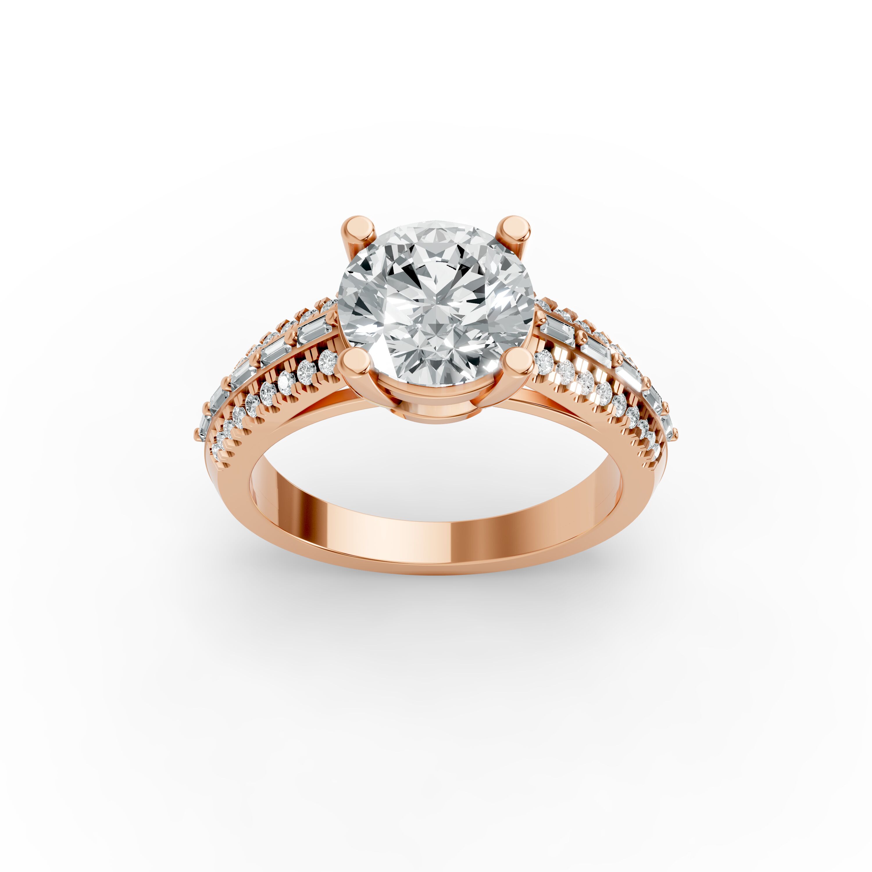 Round Shape Diamond Fancy Engagement Ring in Gold
