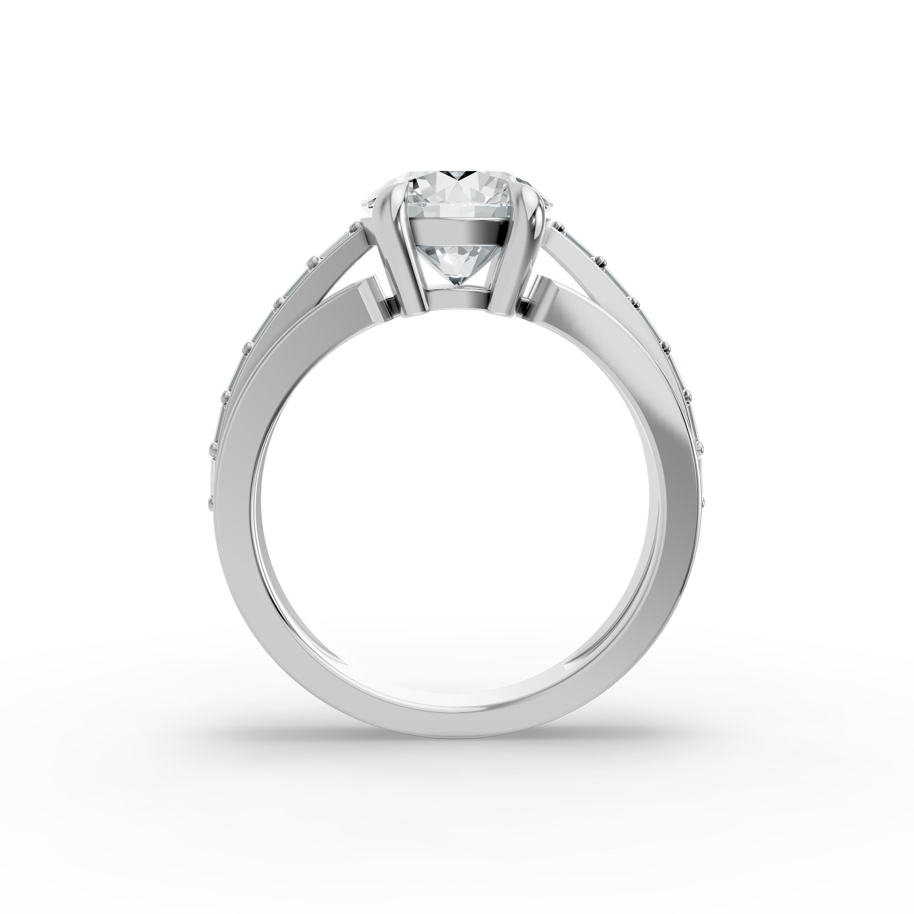 Round Shape Diamond Fancy Engagement Ring in Gold
