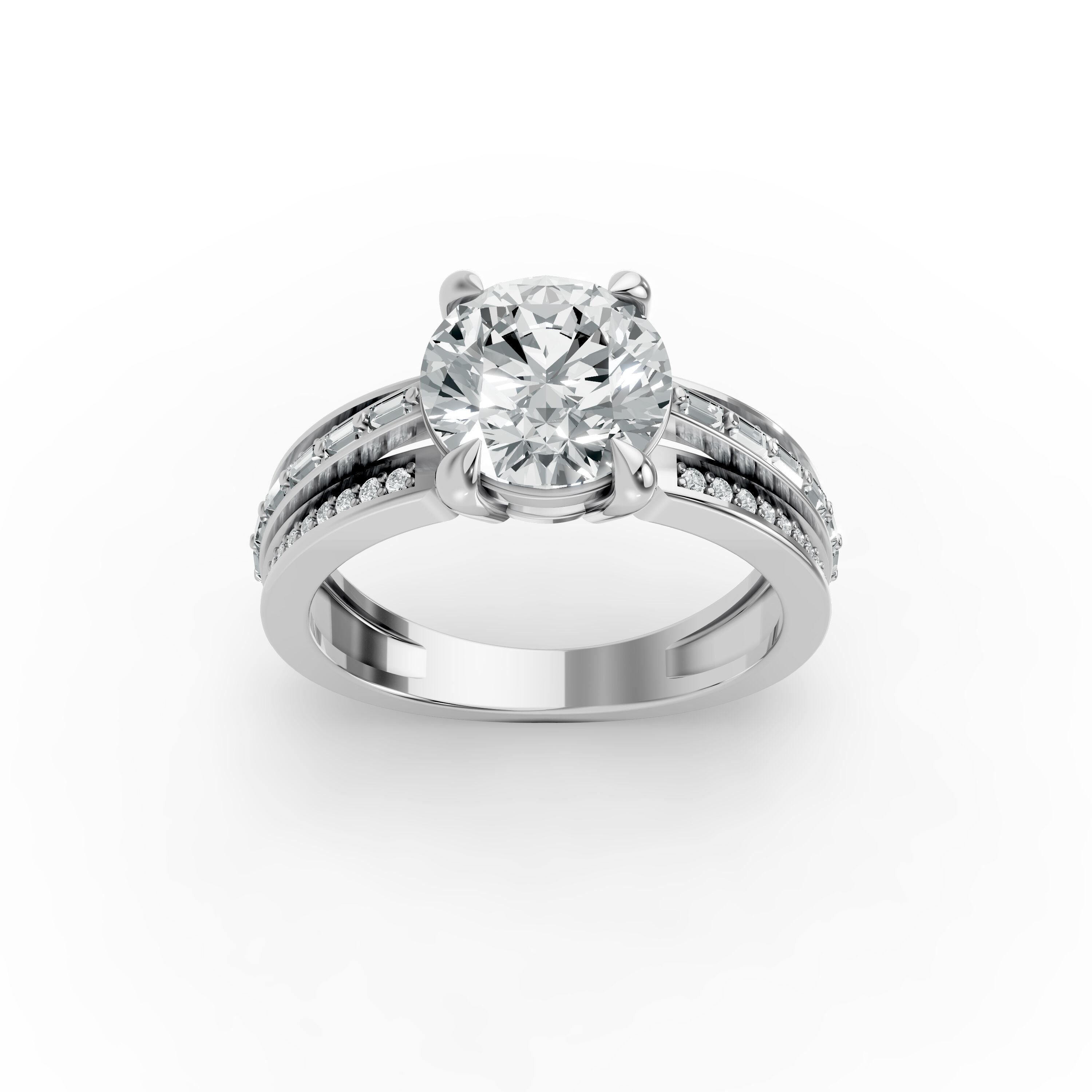 Round Shape Diamond Fancy Engagement Ring in Gold