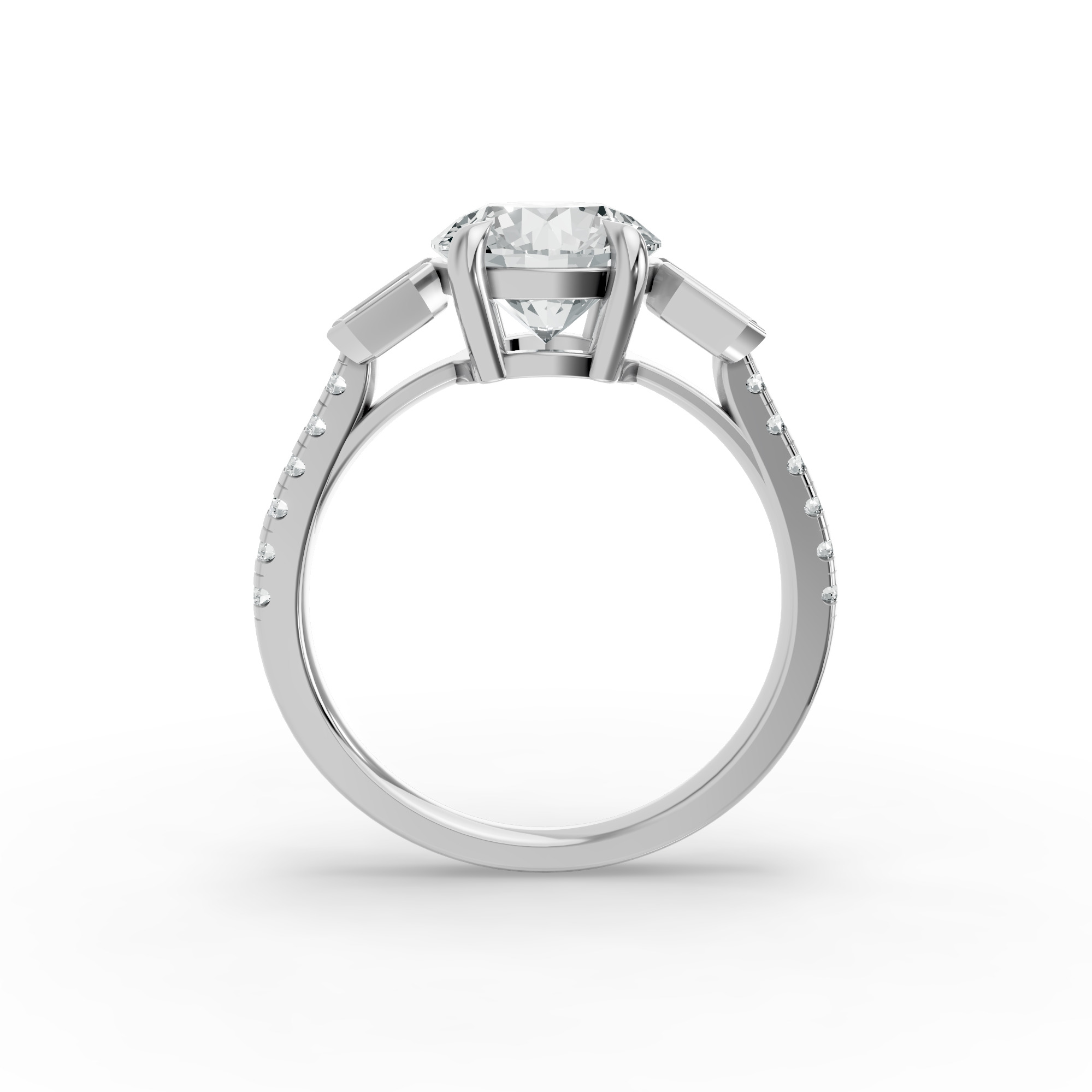 Round Shape Diamond Fancy Engagement Ring in Gold